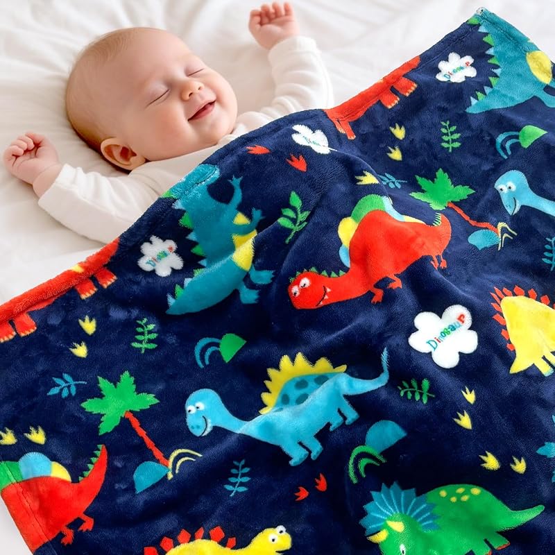 Toddler Blankets for Boys and Girls, Dinosaurs Blanket for Baby Shower Birthday Gifts, Fluffy Warm Fleece Baby Blanket for Crib Stroller Infant Newborn (30x40 inches)