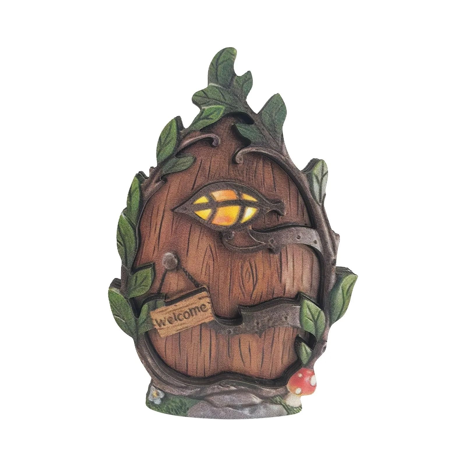 Diyouke Miniature Elf Fairy Door - Charming Decorative Resin Art Sculpture for Home, Garden, and Holiday Decor(Color 4)
