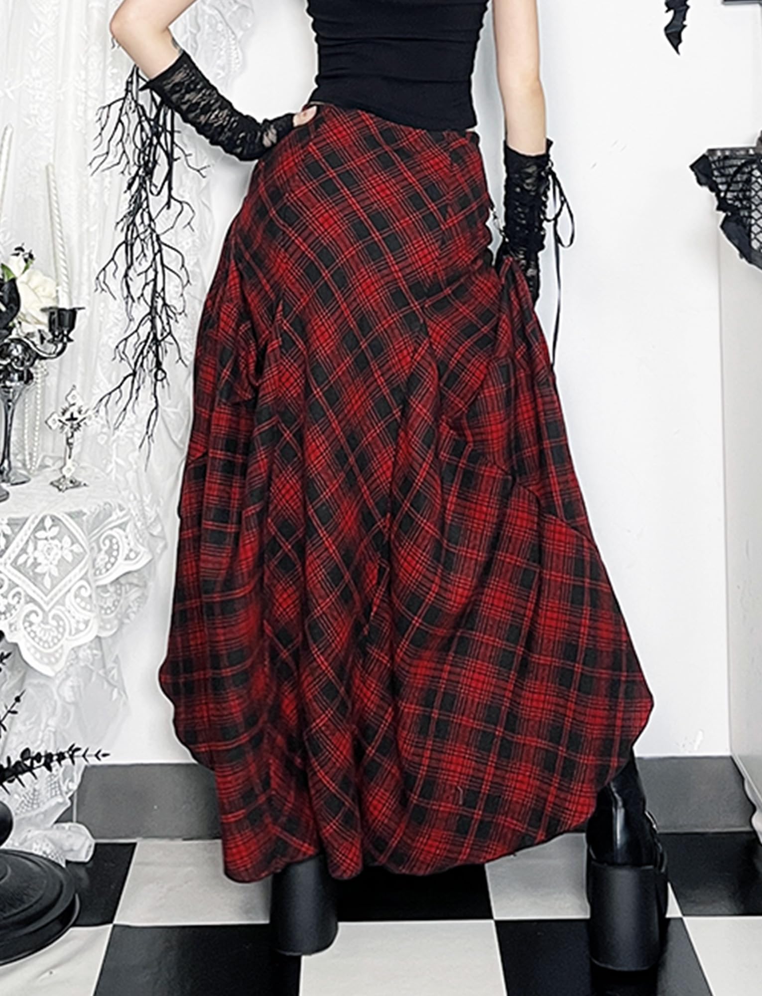 Damen Rock Kariert Unregelmäßig Tennisrock Mini/Midi/Lang/Kurze Röcke Hohe Taille A-Linie Skater Rock Vielseitig Plaid Gefaltete Gitterrock Größe S-L