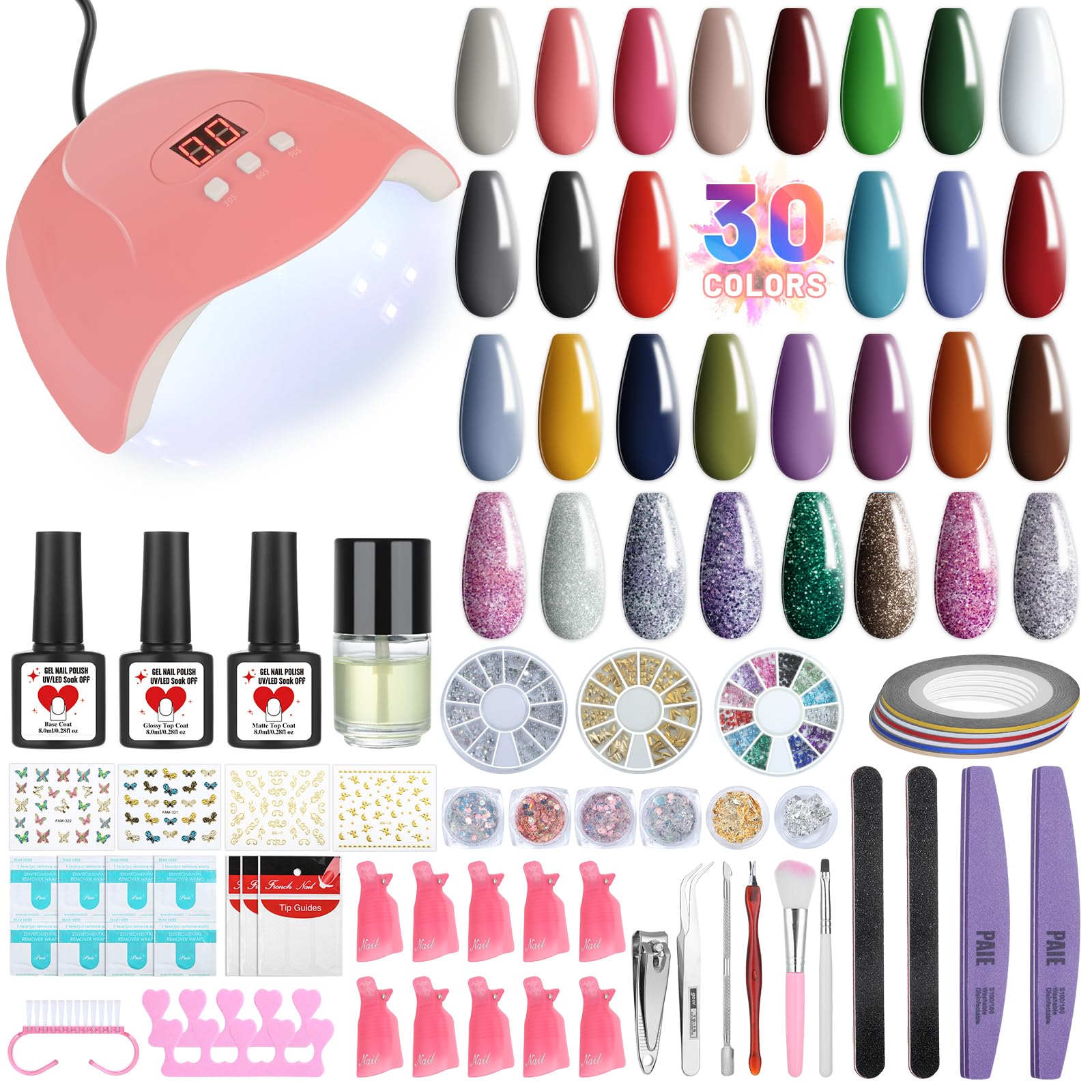 Amazon.com : Complete Gel Nail Polish Kit with UV Light- 30 Color