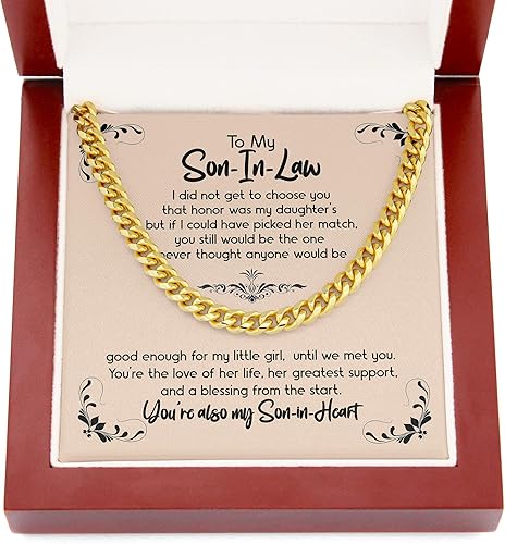 Miniatura 2 de Collar de cadena cubana para yerno, regalo para él, futuro hijo en la ley, regalo de cumpleaños en el día de la boda, regalo sentimental para hijo