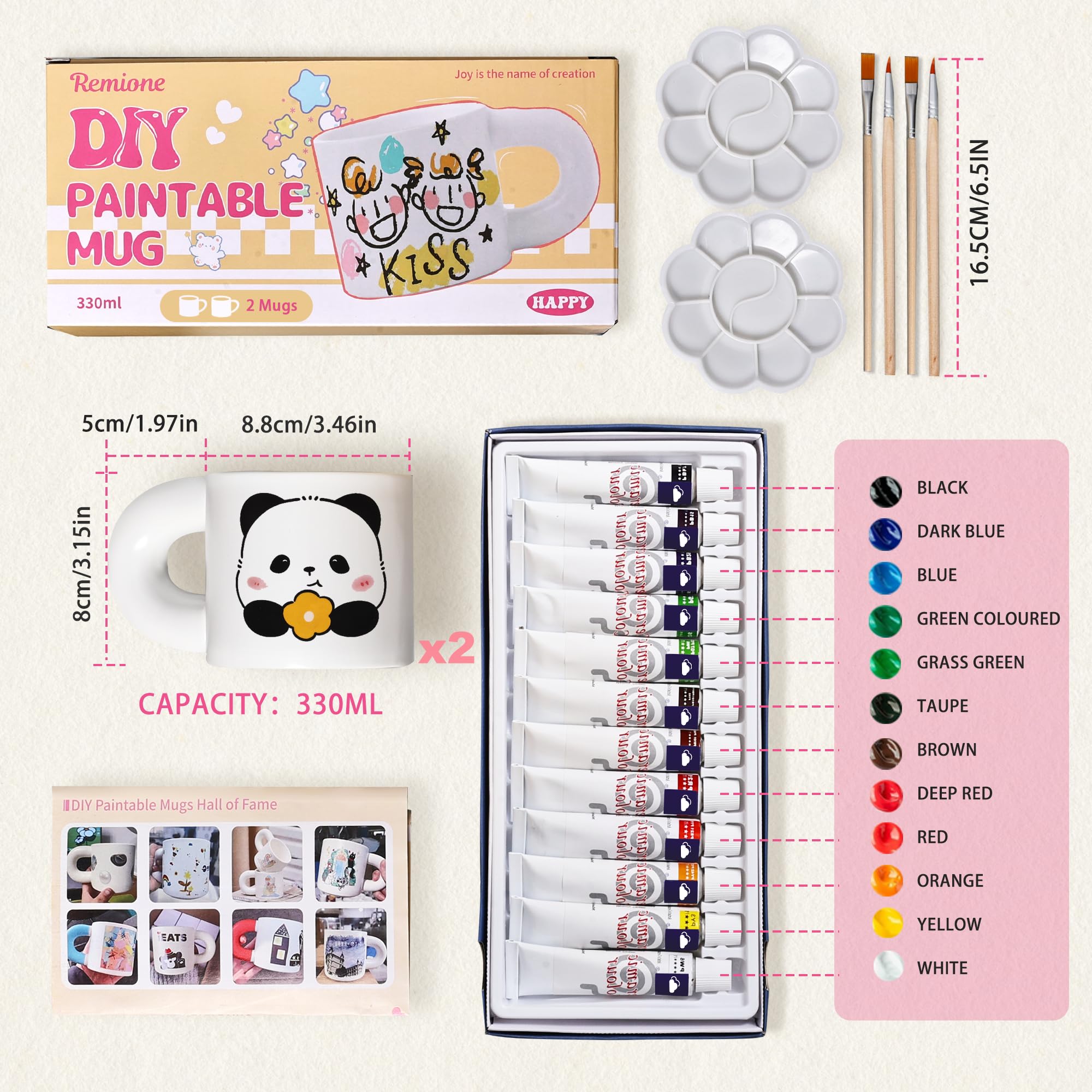 Kit Paint-a-mug Doppio Kit Personalizza Tazze - Paint-a-Mug Doppio Con Colori, Pennelli E Guida Per Decorare Ceramica Painting Ideas - 5