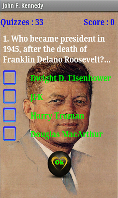 John F Kennedy Quiz:Amazon.com:Appstore for Android