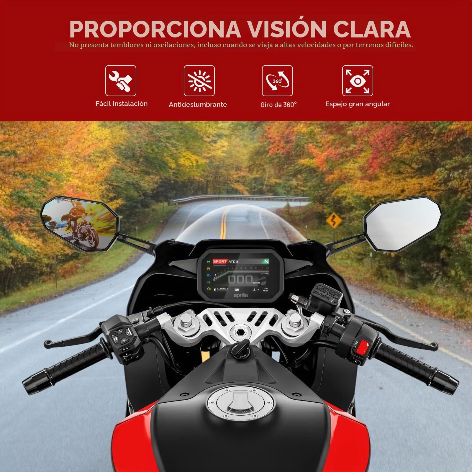 DREAMIZER Espejos Retrovisores Racing para Motocicletas Compatibles con Honda CBR600RR CBR1000RR CBR500R CBR300R Suzuki Hayabusa GSXR 600 750 1000 Yamaha YZF R1 R6 R6S FZ6R Kawasaki ZX6R ZX10R
