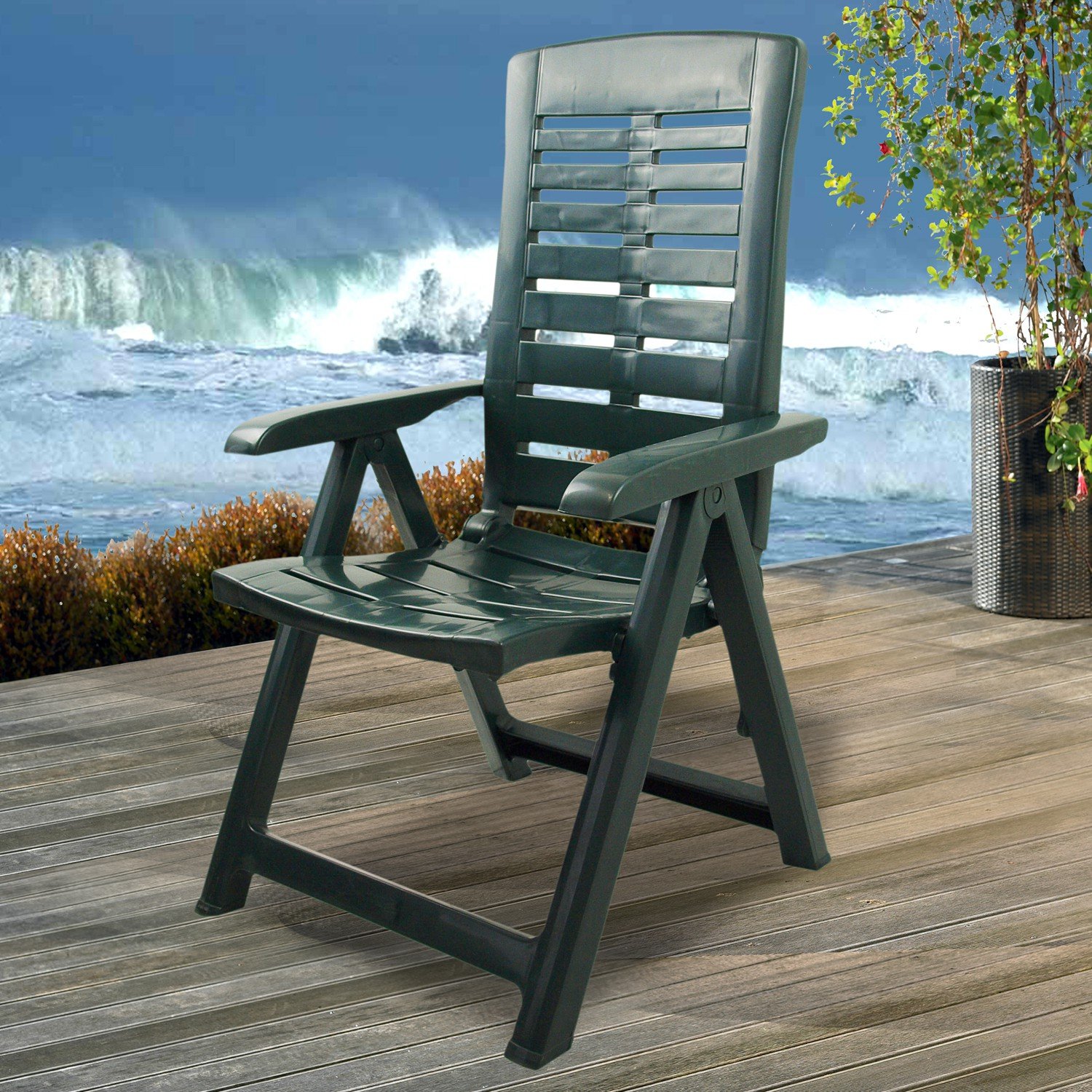 Ipae-Progarden S.P.A. Yuma 5 Sedia da giardino reclinabile plastica 60x61x108 cm verde