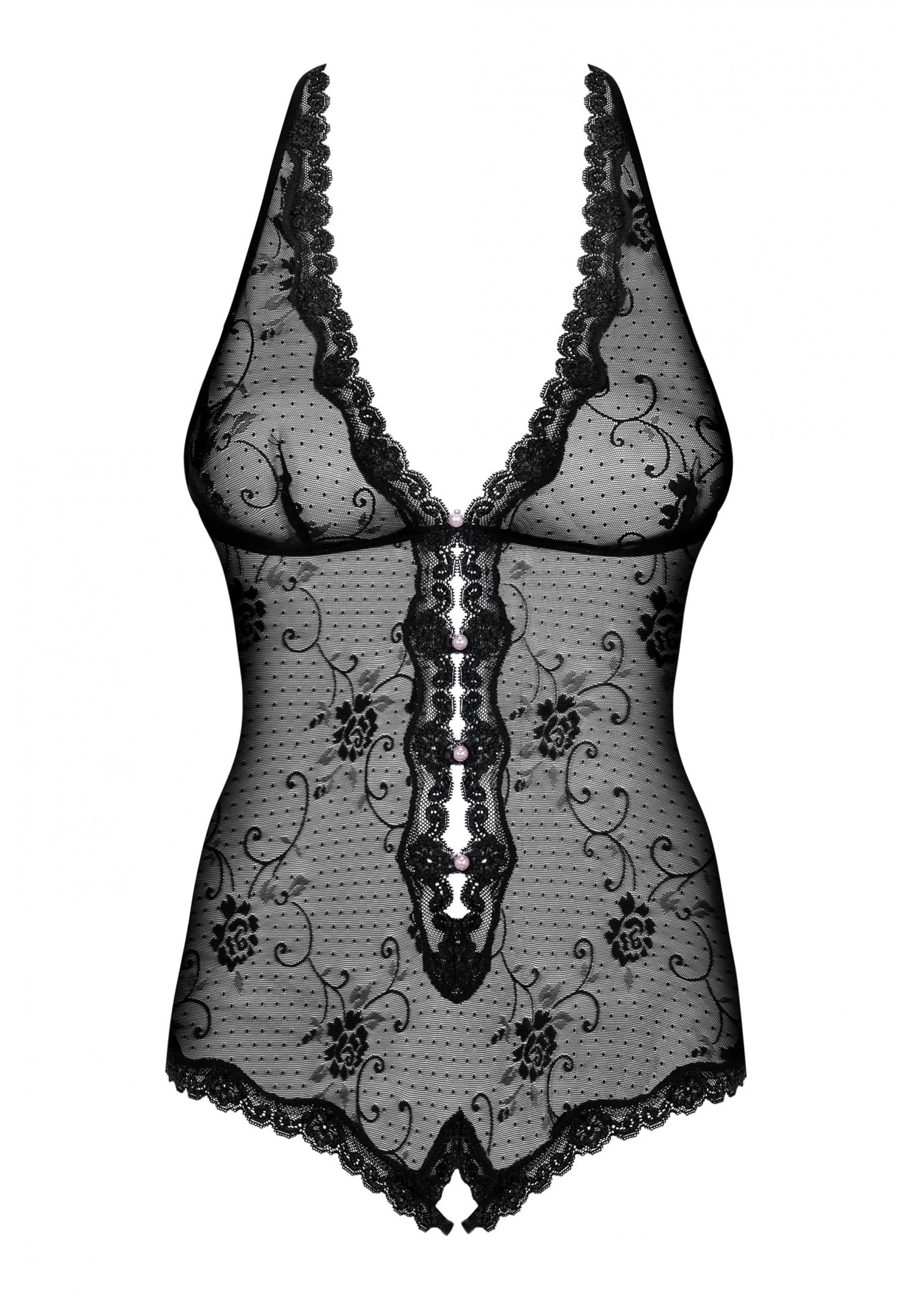 Selente Love & Fun Provocante completo intimo a 2 pezzi: body ed esclusiva benda per occhi in raso. Made in EU.