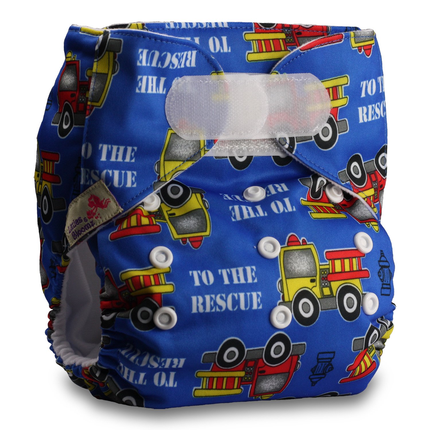 Littles & Bloomz, Reusable Pocket Cloth Nappy, Fastener: Hook-Loop, Set of 1, Pattern 3, with 2 Bamboo Charcoal Inserts