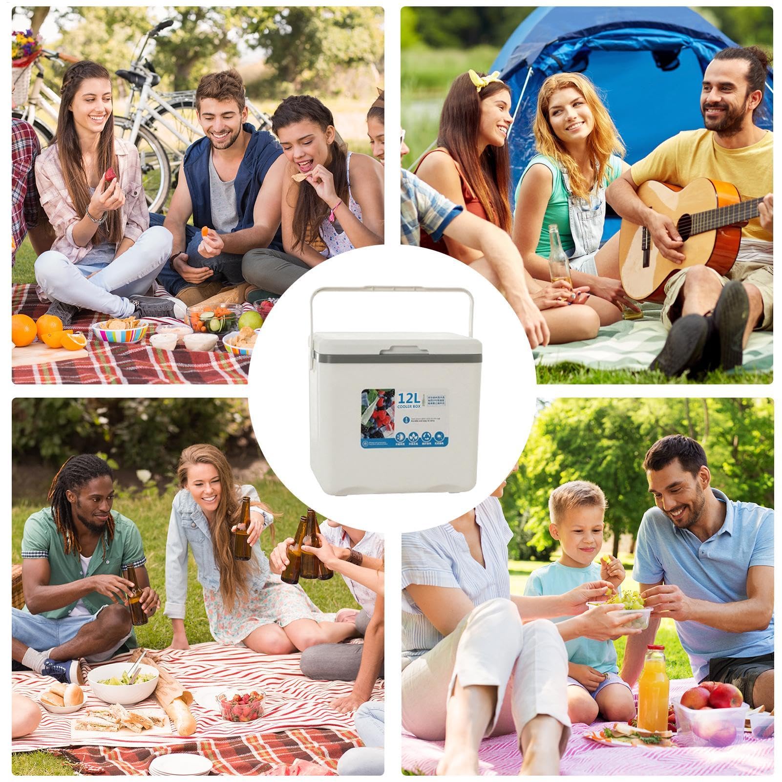 Insulated Cooler Box, organizer samochodowy 12 l, pojemnik na gorące zimno, pojemnik do przechowywania lodu, 12,4 x 9,06 x 10,04 cala), idealny na piknik, ryby i przekąski