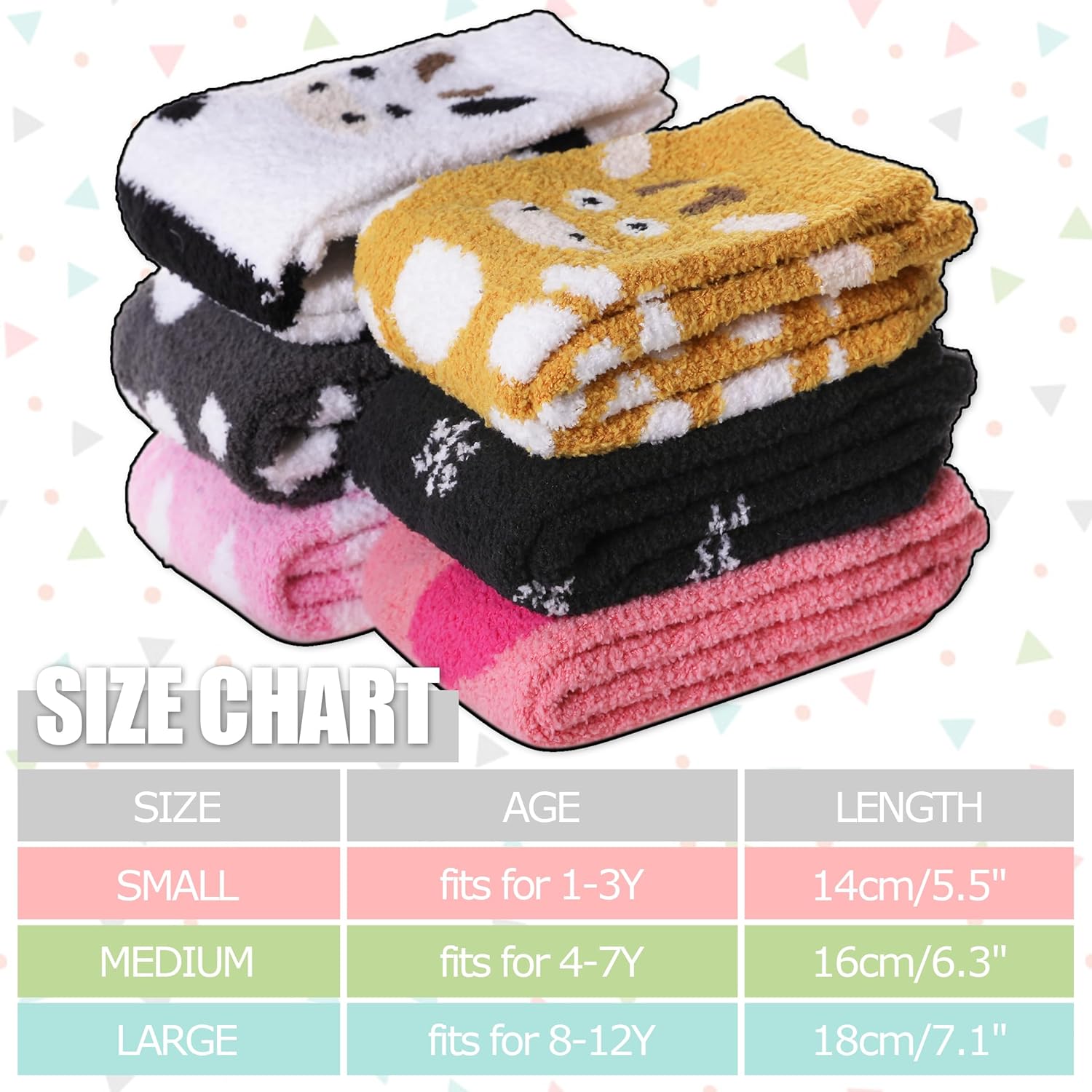 LINEMIN Kids Fuzzy Socks Boys Girls with Grips Non Slip Slipper Socks Cozy Fluffy Winter Warm Crew Socks 6 Pairs - Image 5