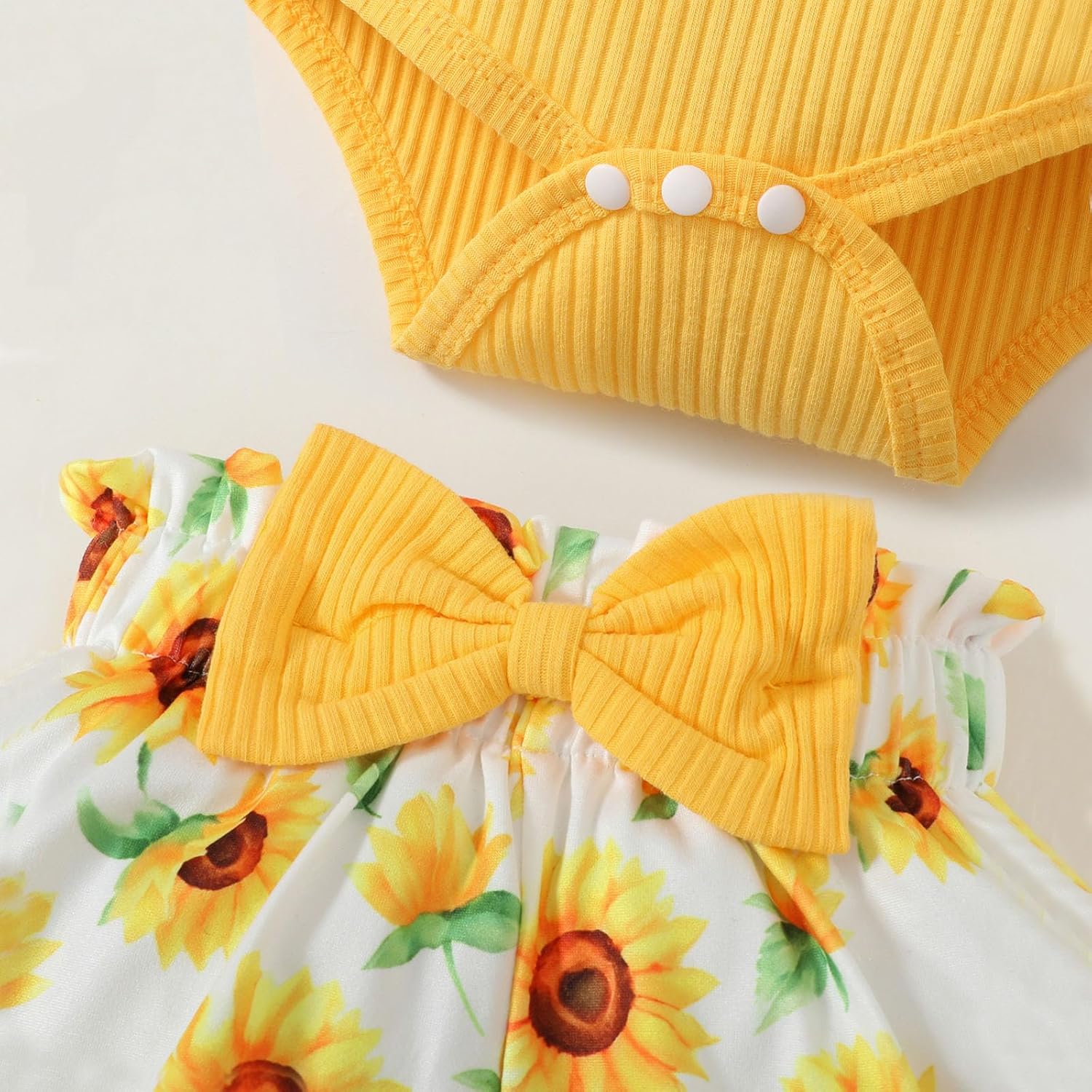 Baby Girl Clothes Newborn Infant Summer Outfits Ruffle Sleeve Romper and Floral Shorts Set for 0-18 Months - Image 5