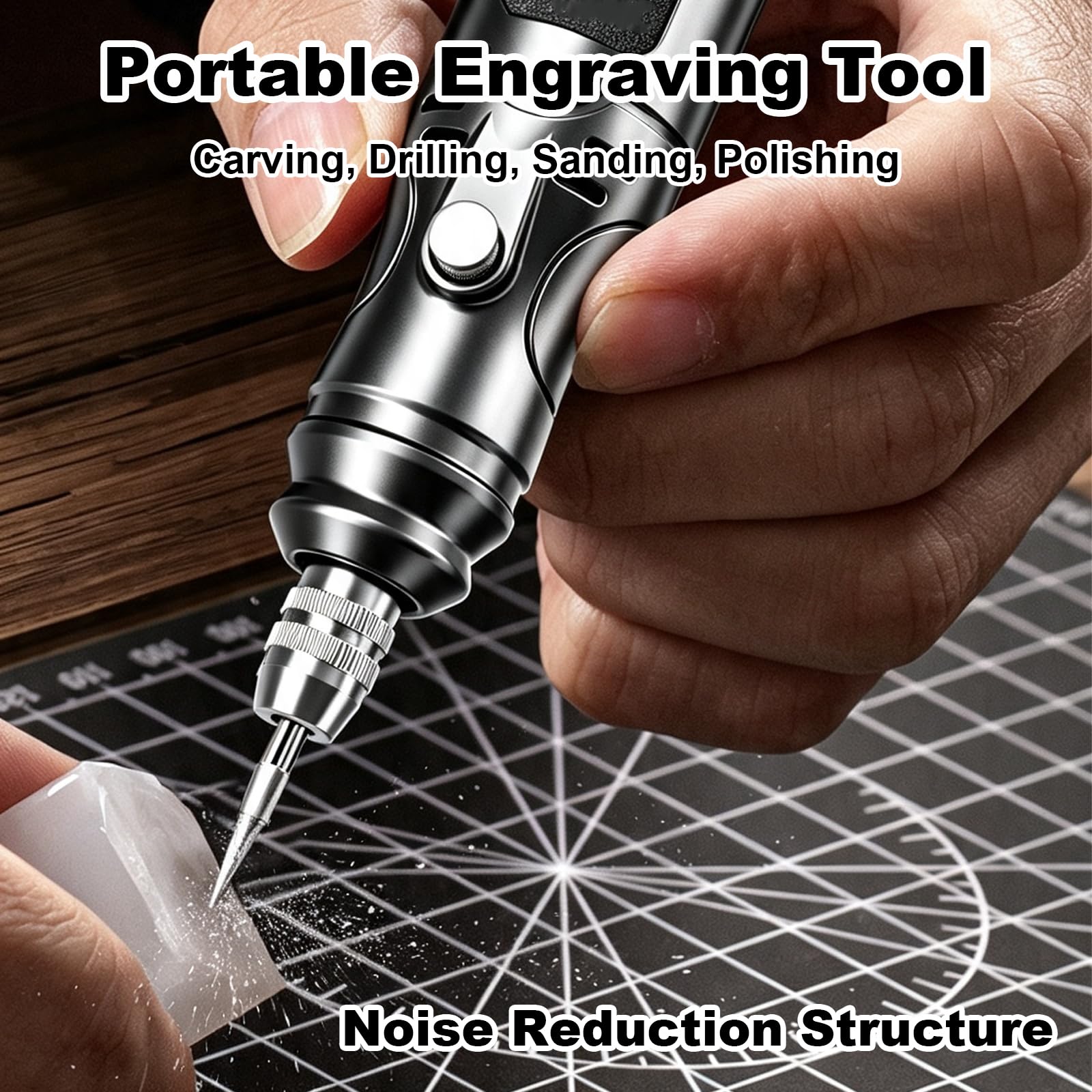 Penna Incisore Senza Cavo con Ventole Circolari Dissipanti | Utensile Manuale Mini per Legno, Giada, Metallo