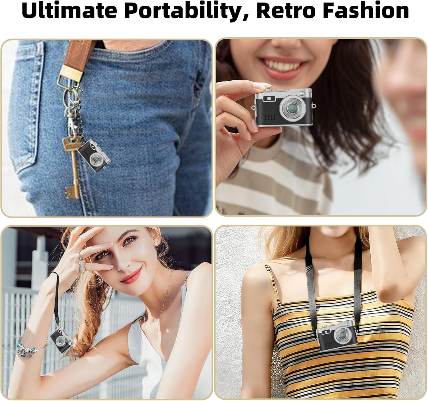 Mini Keychain Camera, 1080P HD Retro Camcorder with 0.96" Screen, 32GB Card Included, Graduation Gifts for Teen Boys and Girls, Birthday Gifts for Man and Woman, (Black)