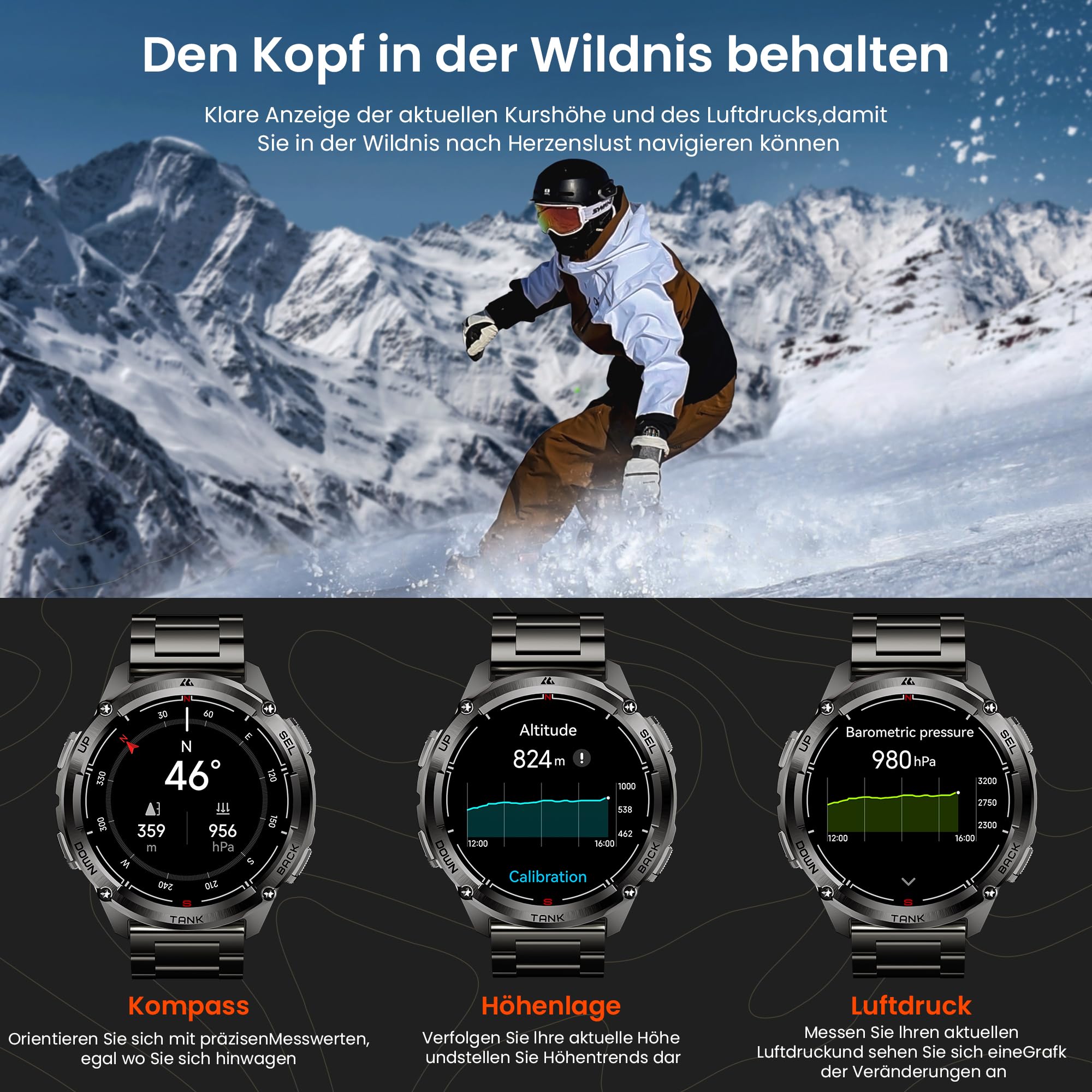 KOSPET TANK T3 ULTRA 2 Smartwatch Uomo Rugged Con GPS, Schermo AMOLED 1,43" | Autonomia 15 Giorni, Impermeabile 5ATM e IP69K, 170+ Modalità Sportive, Compatibile Android & iPhone Doppie cinghie