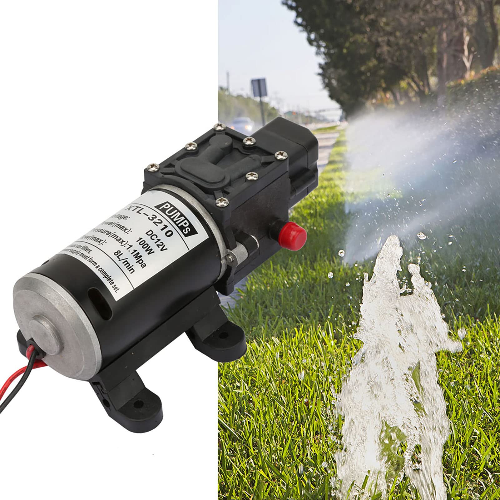 3210YA 12 100 Pompa Acqua a Membrana, Pompa Acqua Autoadescante da 100 W con Pressostato, Pompa a Membrana Elettrica per Attrezzature Industriali
