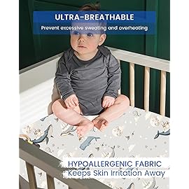 Premium Fitted Baby Boy Crib Sheets for Standard Crib Mattress - Ultra-Soft Jersey Knit Crib Mattress Sheet, Safe and Snug, Durable, Stylish Crib Sheet, 28\'\'x52\'\'x9\'\' Extra Deep Pocket (Whale Dreams)