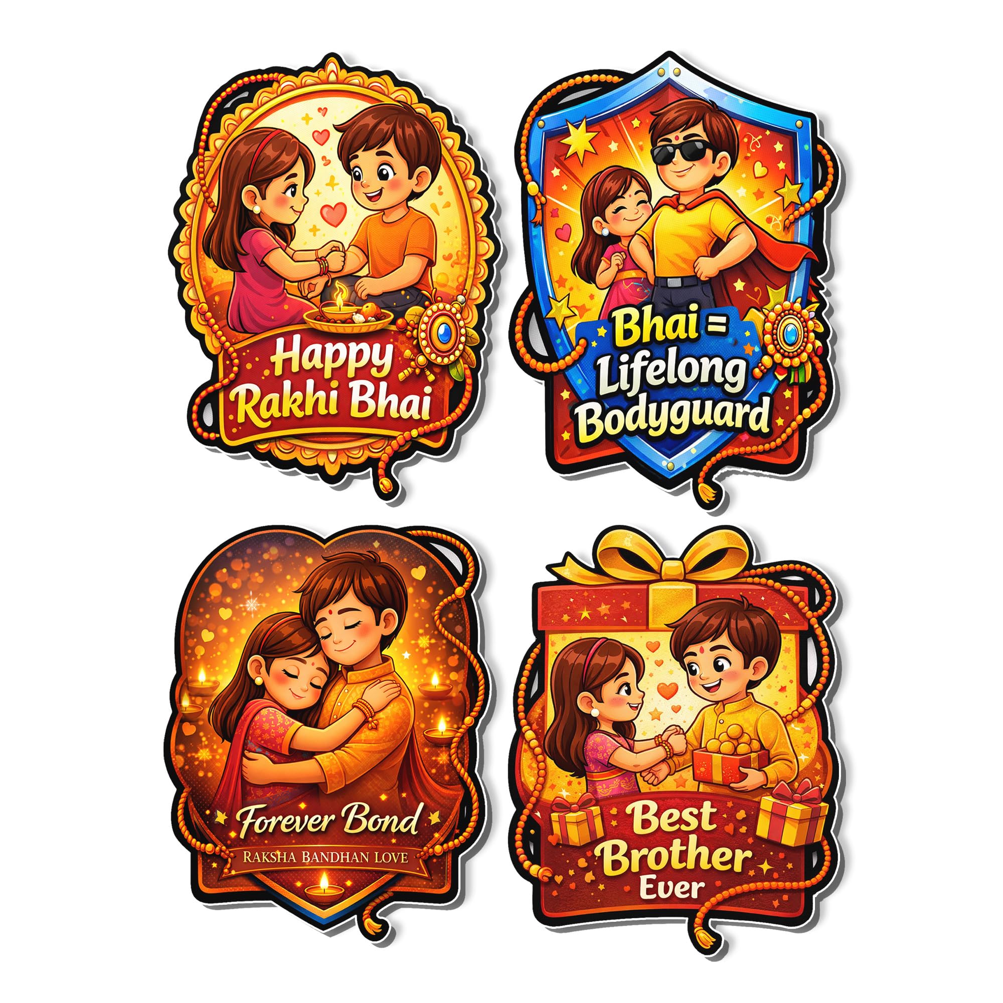 Regalo Casila Raksha Bandhan Fridge Magnets Set of 4 Happy Rakhi Bhai Best Brother Ever Bhai Lifelong Bodyguard Brother Sister Refrigerator Magnets Gift-image-38