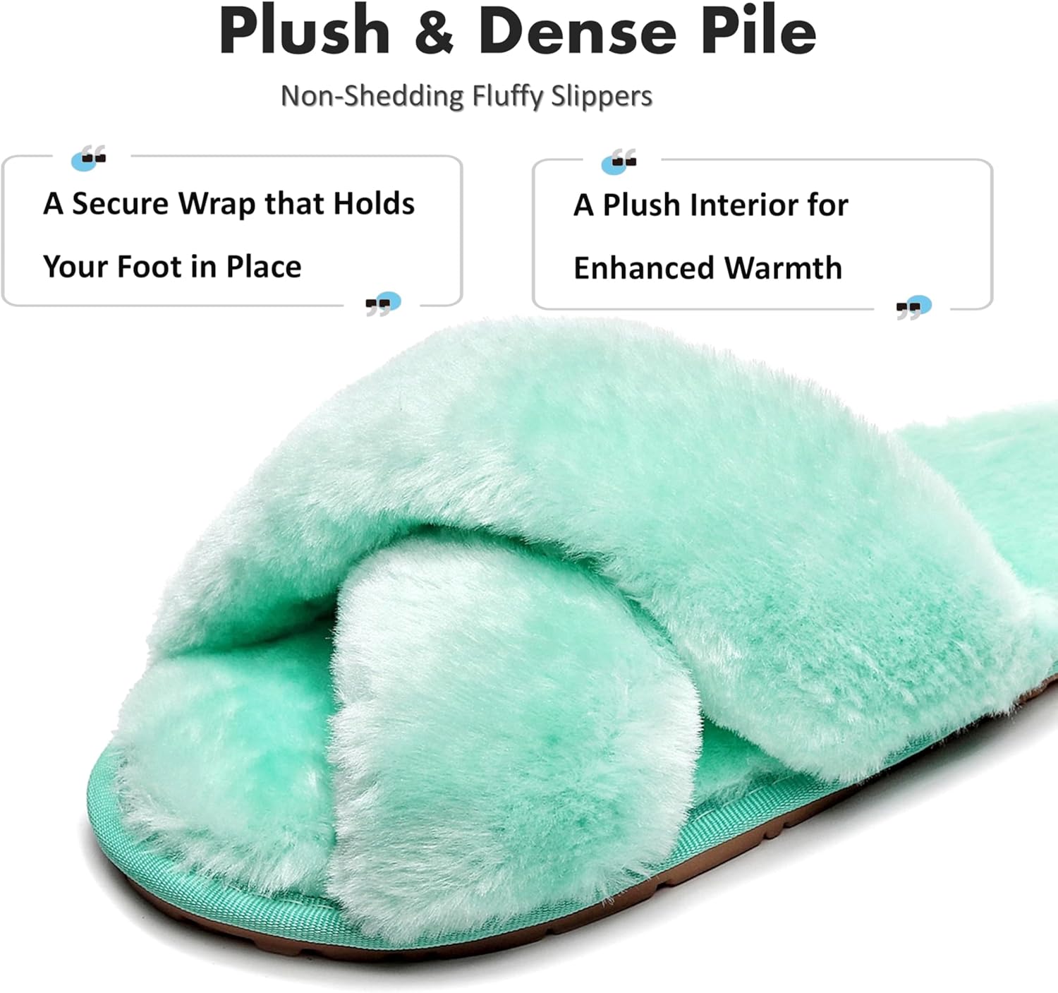 Crazy Lady Women's Fuzzy Fluffy House Slippers Cute Plush Memory Foam Shoes Cross Band Indoor Outdoor Open Toe Sandals - Image 5