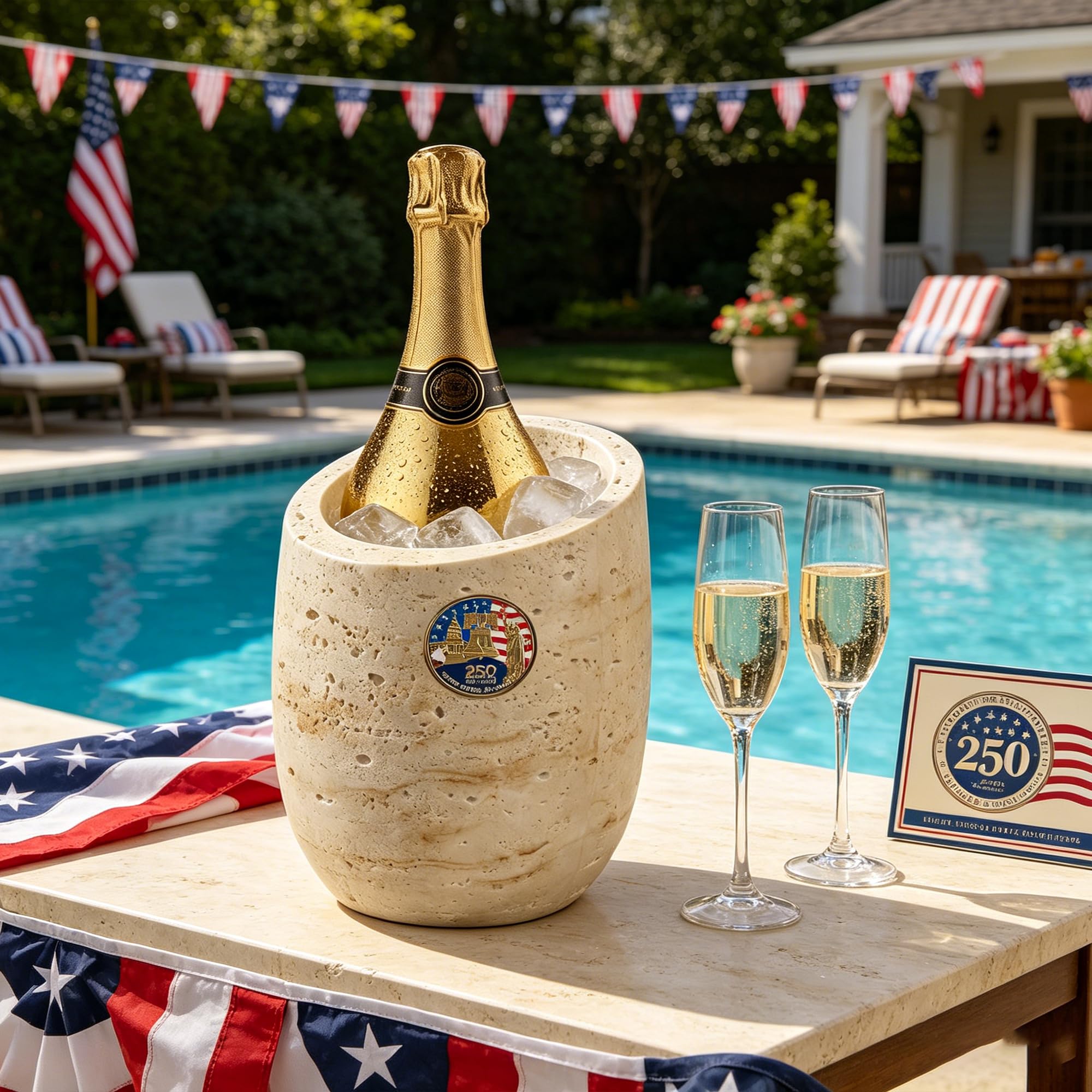 Wine Chiller & Champagne Cooler – Travertine Look Bucket for Rapid Cooling, Perfect for Celebration, Home Party Decor – Wine Lovers America Gift (Beige) — Amazon image 7