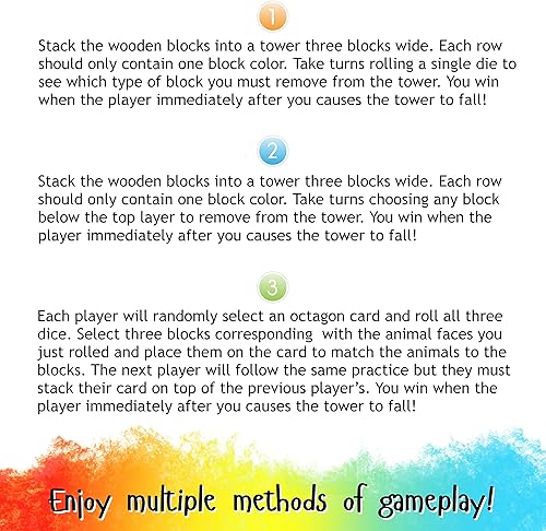Miniatura 6 de LMC Products Juego de dados de torre apilable edición animal bloques de colores juegos para adultos y niños a partir de 3 años de edad juegos para