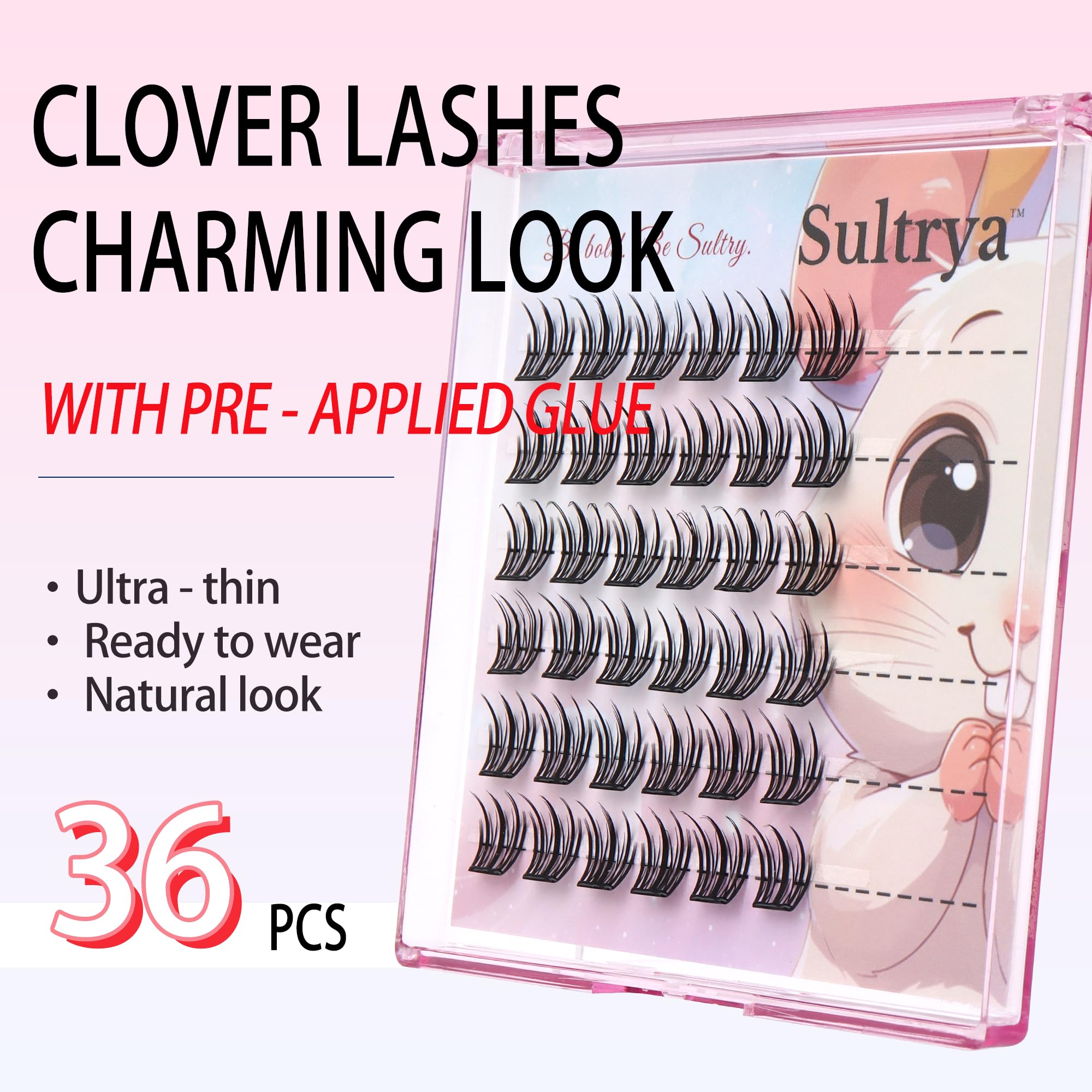DIY Wimpernverlängerung, 36 selbstklebende Cluster, ultradünne synthetische Wimpern, Schwarz, Wispy Natural Style