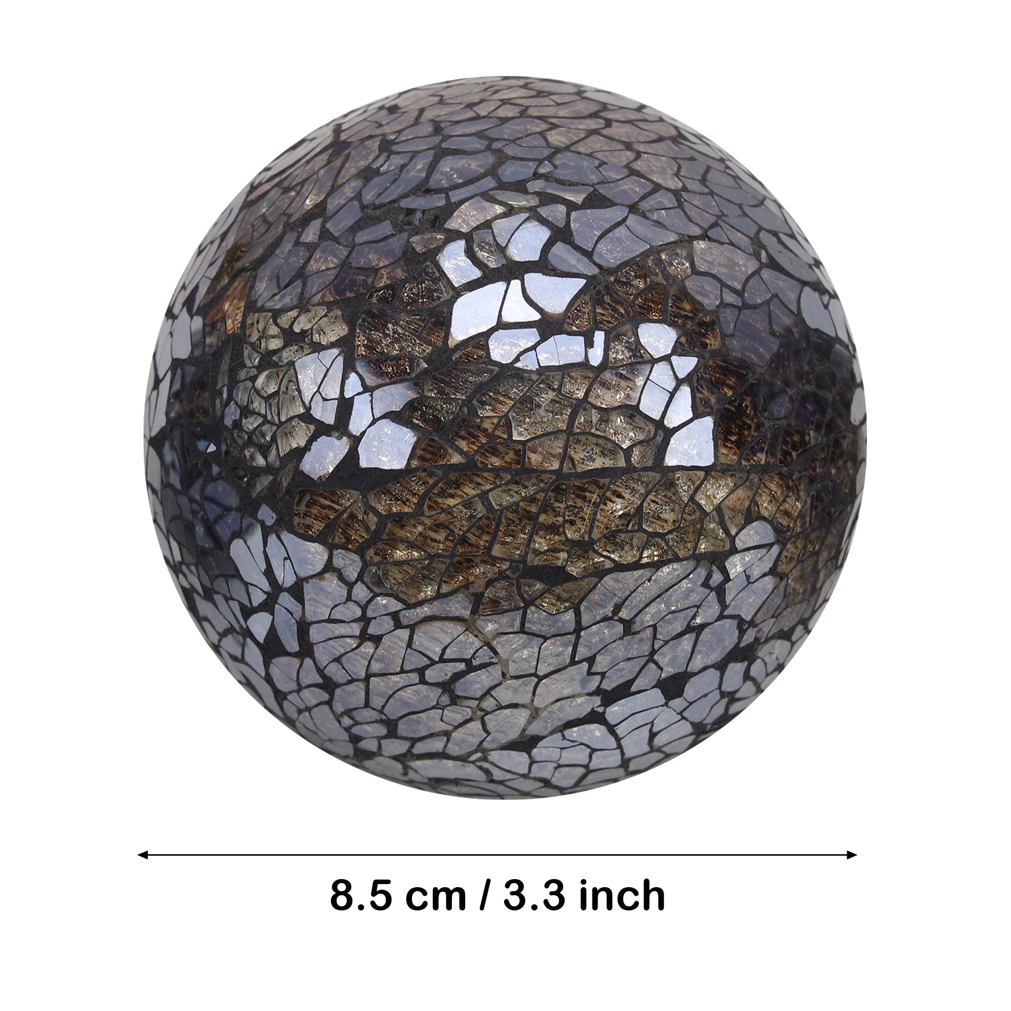 Bola de Vidrio Mosaico Sólido 8.5cm Espejo Orbs Crackl Esfera DIY Decoración Rellenos