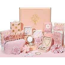 Christmas Gifts for Tween &amp; Teen Girls - 8 PCS Birthday Gift Basket Teenage Teen Girls Trendy Stuff w/ Fun Task Tags Makeup Brushes &amp; Bag, Empower Wrapped Gift Box Stocking Stuffers for Daughter Niece