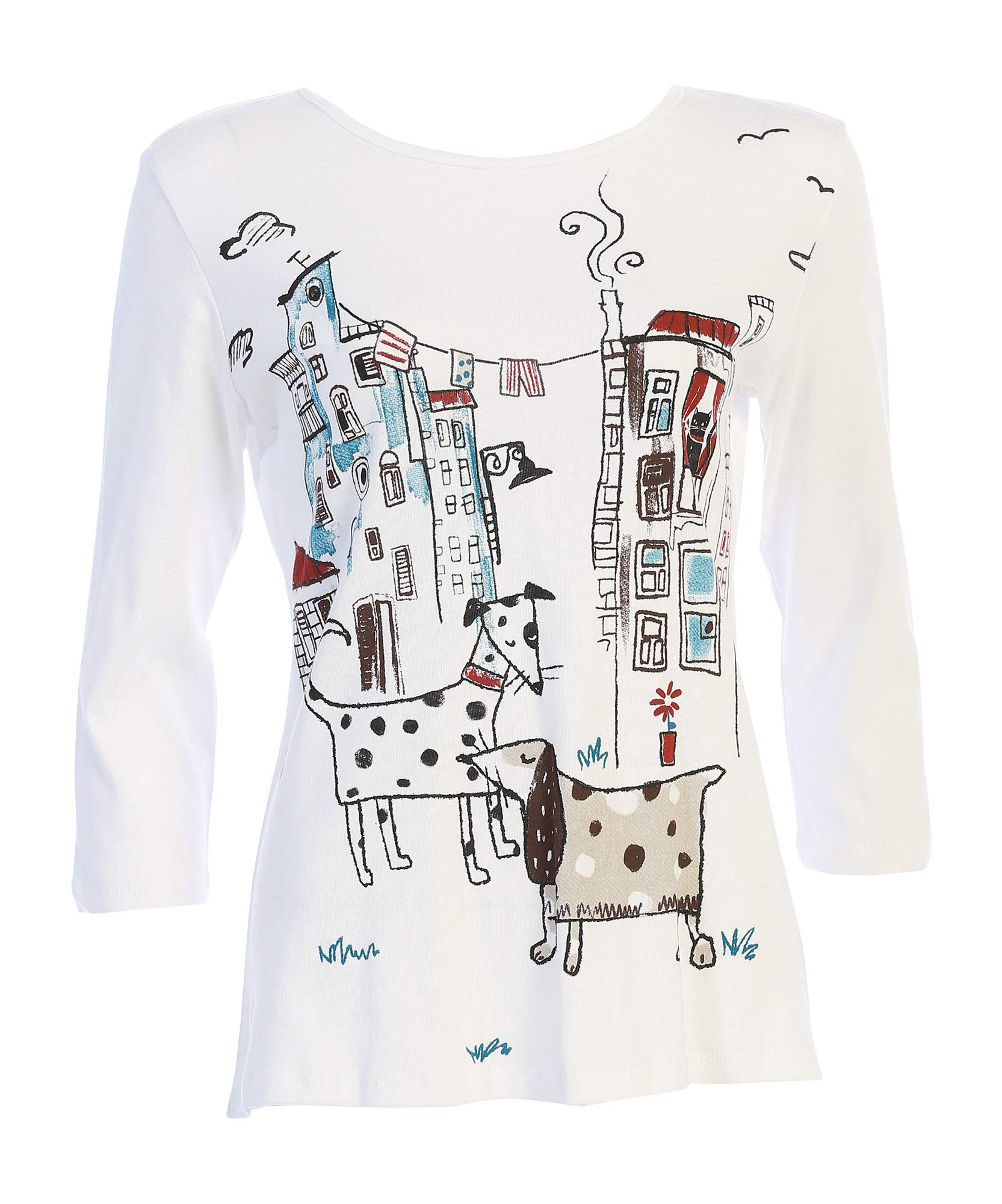 Jess & JaneWomen's City Pups Cotton Tee Shirt Top