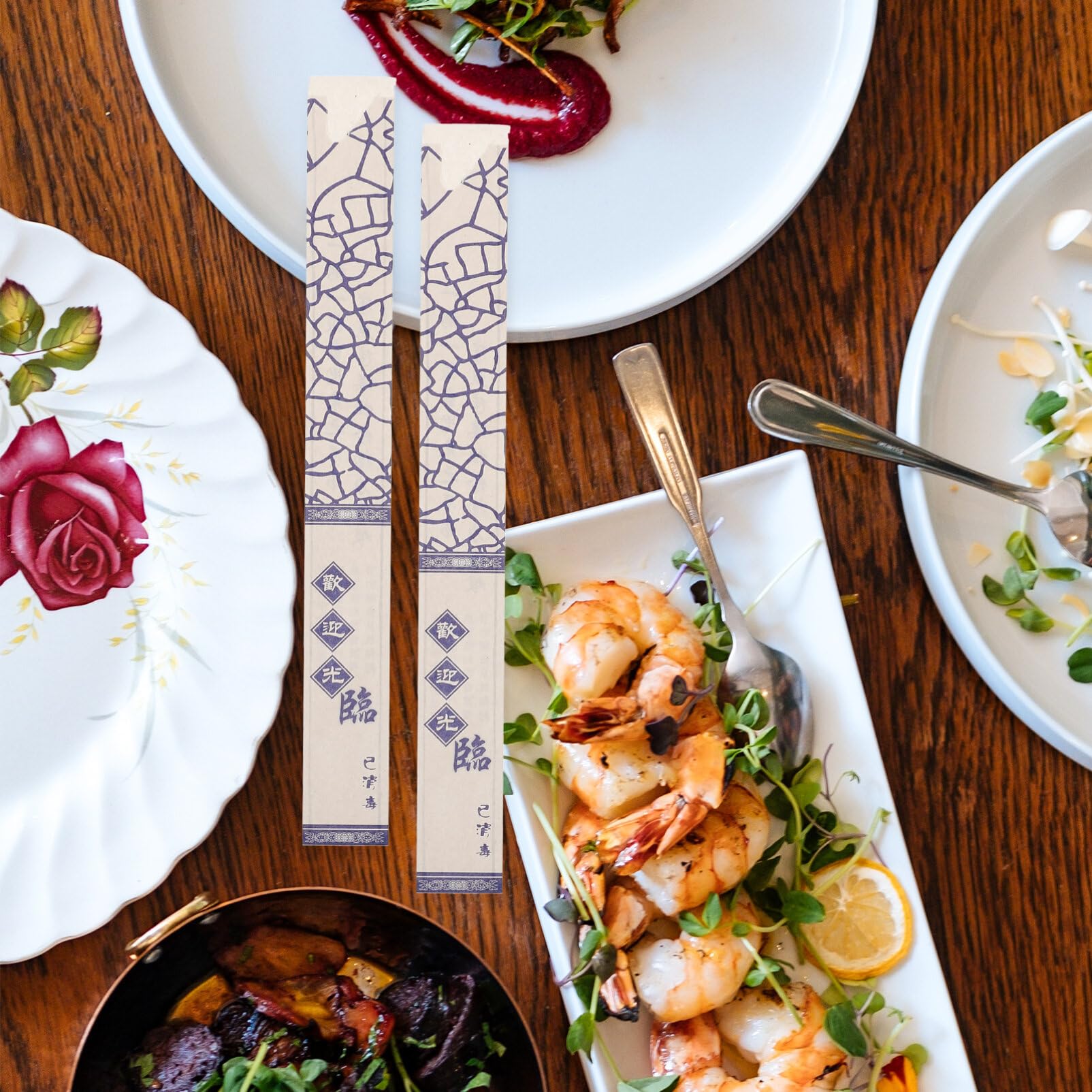 ABOOFAN 500pcs Disposable Chopsticks Bags Paper Cutlery Holders Chopsticks Cover Fork Spoon Sleeves Flatware Packing Bags Chopsticks Pouches for Home Restaurant Hotel