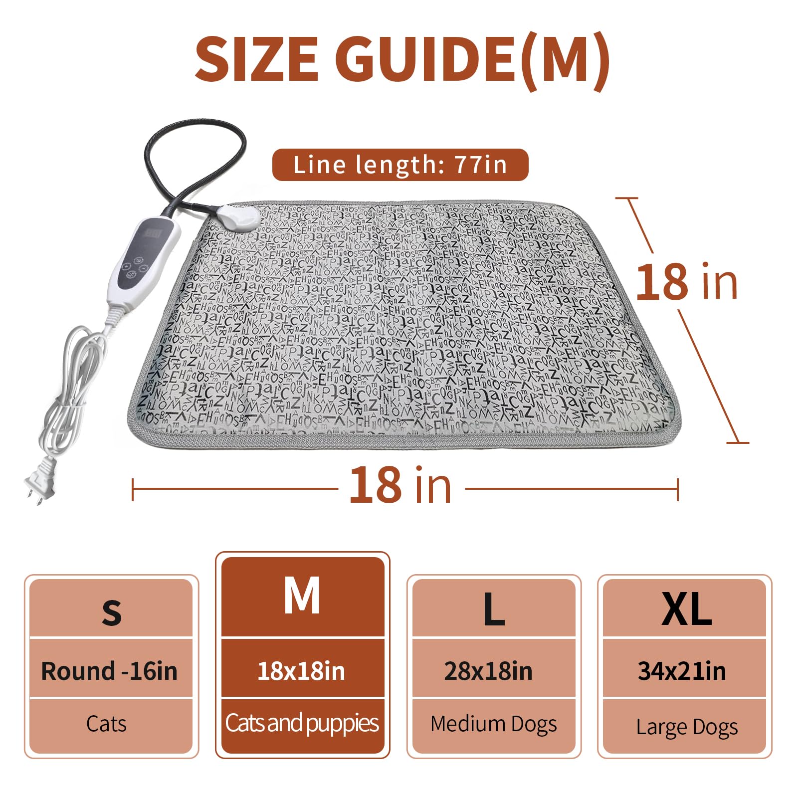 GOLOPET Cat Heating Pad 18x18in Pet Heating Pad For Cats