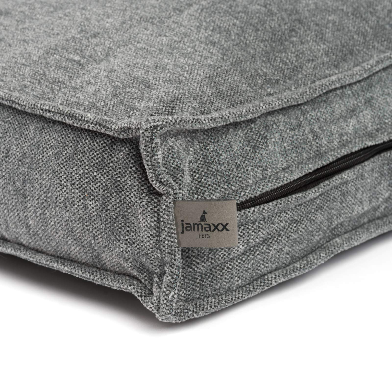 JAMAXX Premium Hundekissen Orthopädische Füllung, Waschbar Bezug aus Edlem Chinelle Stoff, Weiche Kompakte Füllung mit Visco Schaumstoff-Flocken Memory, PDB1003 65x50 (S) Silver-Grey