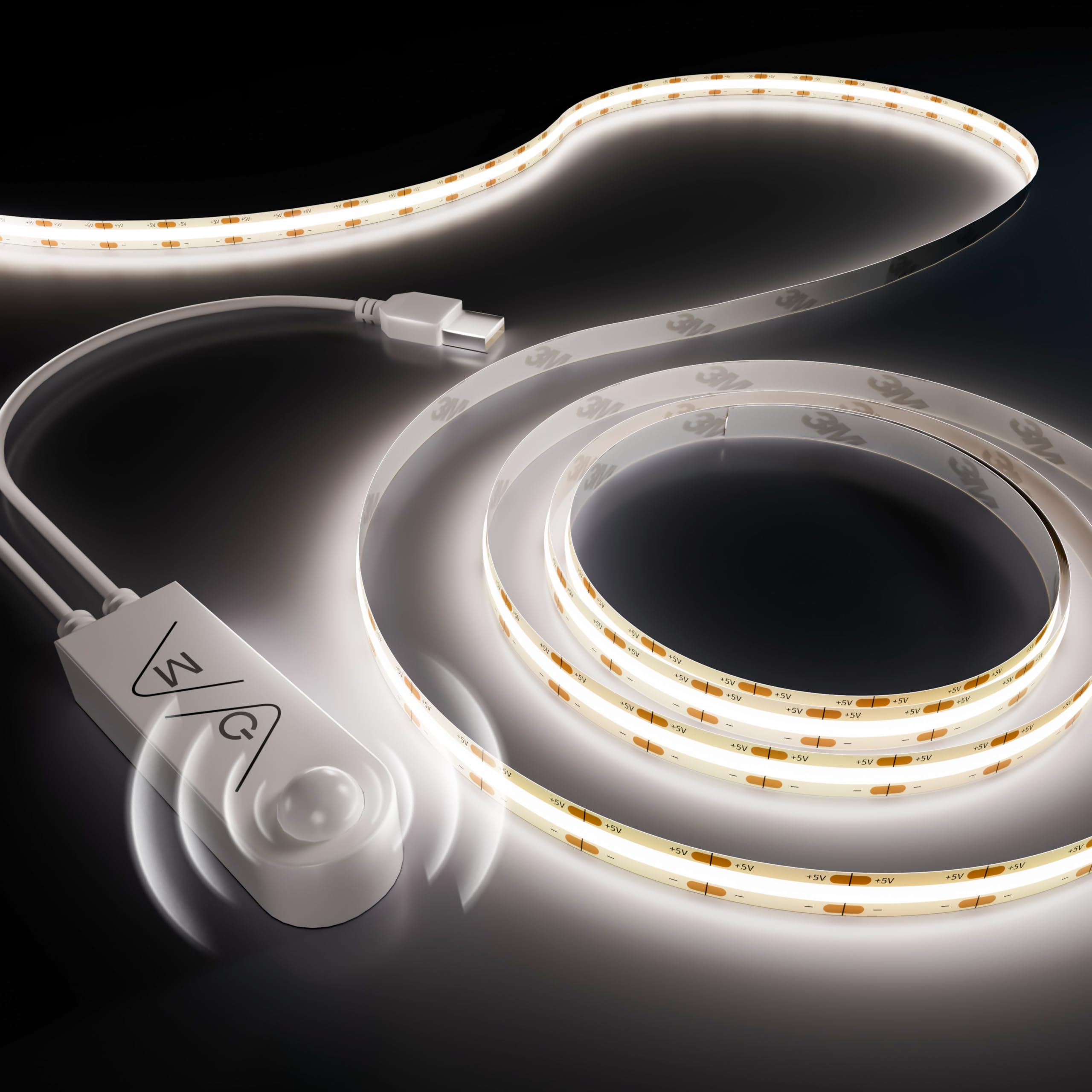 PAUTIX Cob LED Strip Light 2520LEDs,Super Bright 5200Lumen 6500K White 16.4ft/5m,Dimmable 24V LED Tape Light with 3M Tape,RF Rem, image size:2560x2560