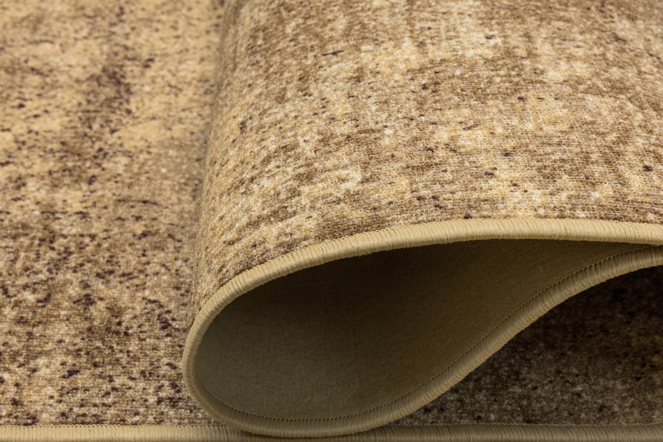 Marl New Teppich 100x150 cm Beige Braun – Moderner Schlingenteppich, Kurzflor Teppich, Abstrakt Teppich Klein, Esszimmer Teppich, Fußbodenheizung geeignet, Pflegeleicht