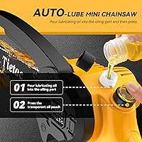 Vista 5 de Mini motosierra inalámbrica, motosierra eléctrica portátil de 6 pulgadas con 2 baterías, 2 cadenas, motosierra de mano pequeña a batería