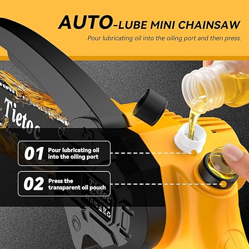 Miniatura 5 de Mini motosierra inalámbrica, motosierra eléctrica portátil de 6 pulgadas con 2 baterías, 2 cadenas, motosierra de mano pequeña a batería