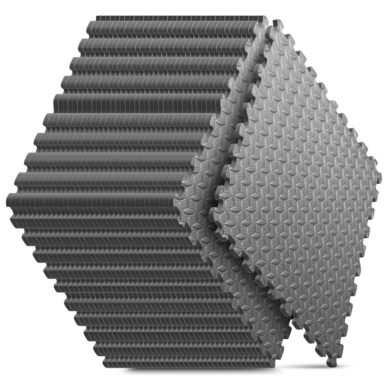 - Home Gym Mat, Puzzle Exercise Mat, EVA Interlocking Foam Floor Tiles for Home Workout Equipment and Kids' Play Areas -, 24 in x 24 in x ½ in, Grey 36 Tiles