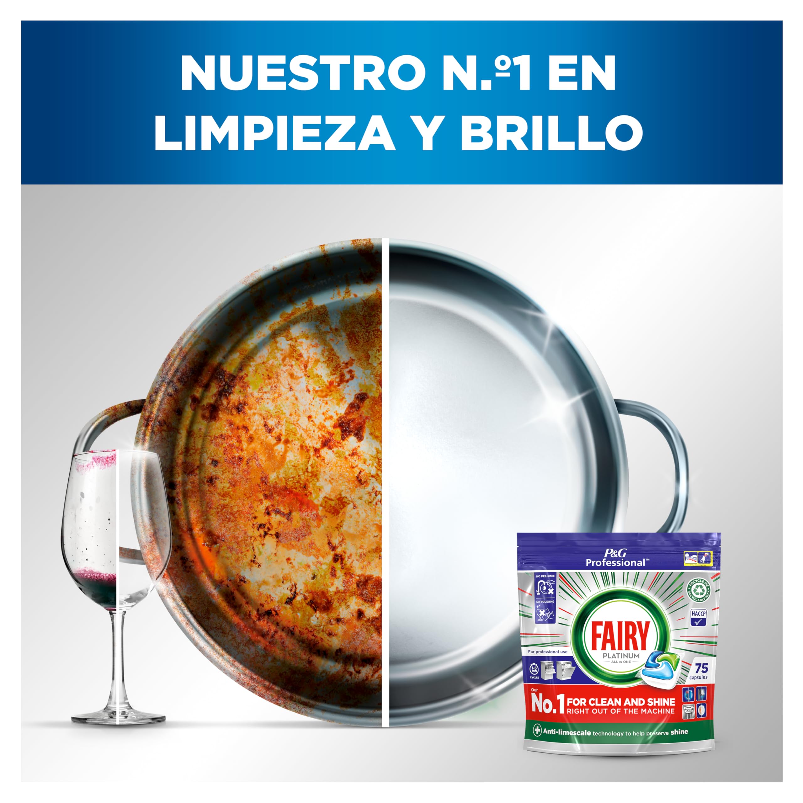 Fairy Professional Platinum Plus Cápsulas De Lavavajillas 59 x 4 Lavados, La Solución De Limpieza De Fairy Para Ciclos Cortos Y Grasa Quemada