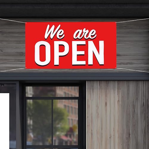 Miniatura 7 de Letrero colgante de tela Oxford de poliéster con texto en inglés We Are Open Store con texto en inglés We Are Open Store (We Are Open)