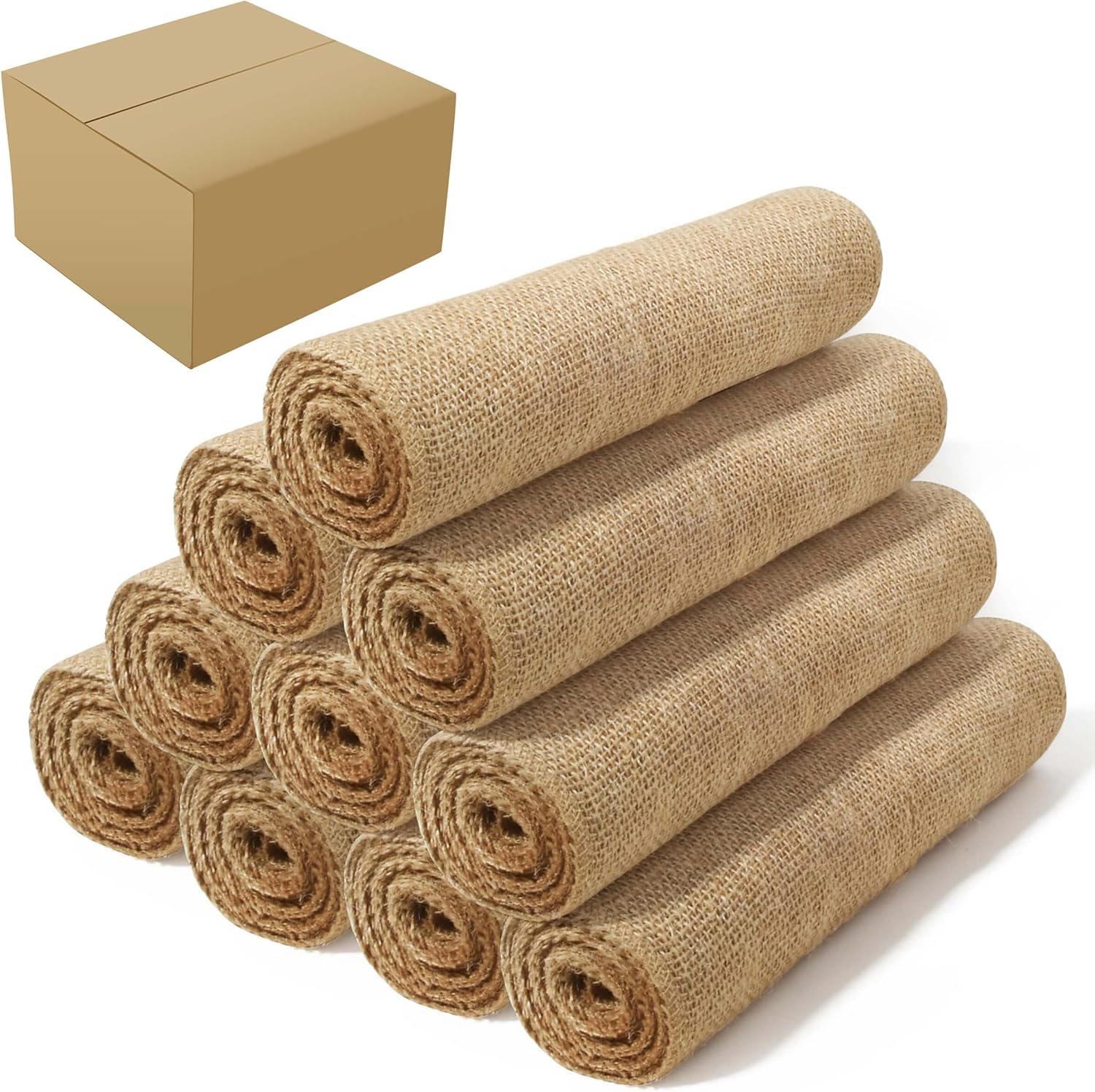 ANQLRMD 10 Pack Burlap Table Runners Bulk (12 x 108inches