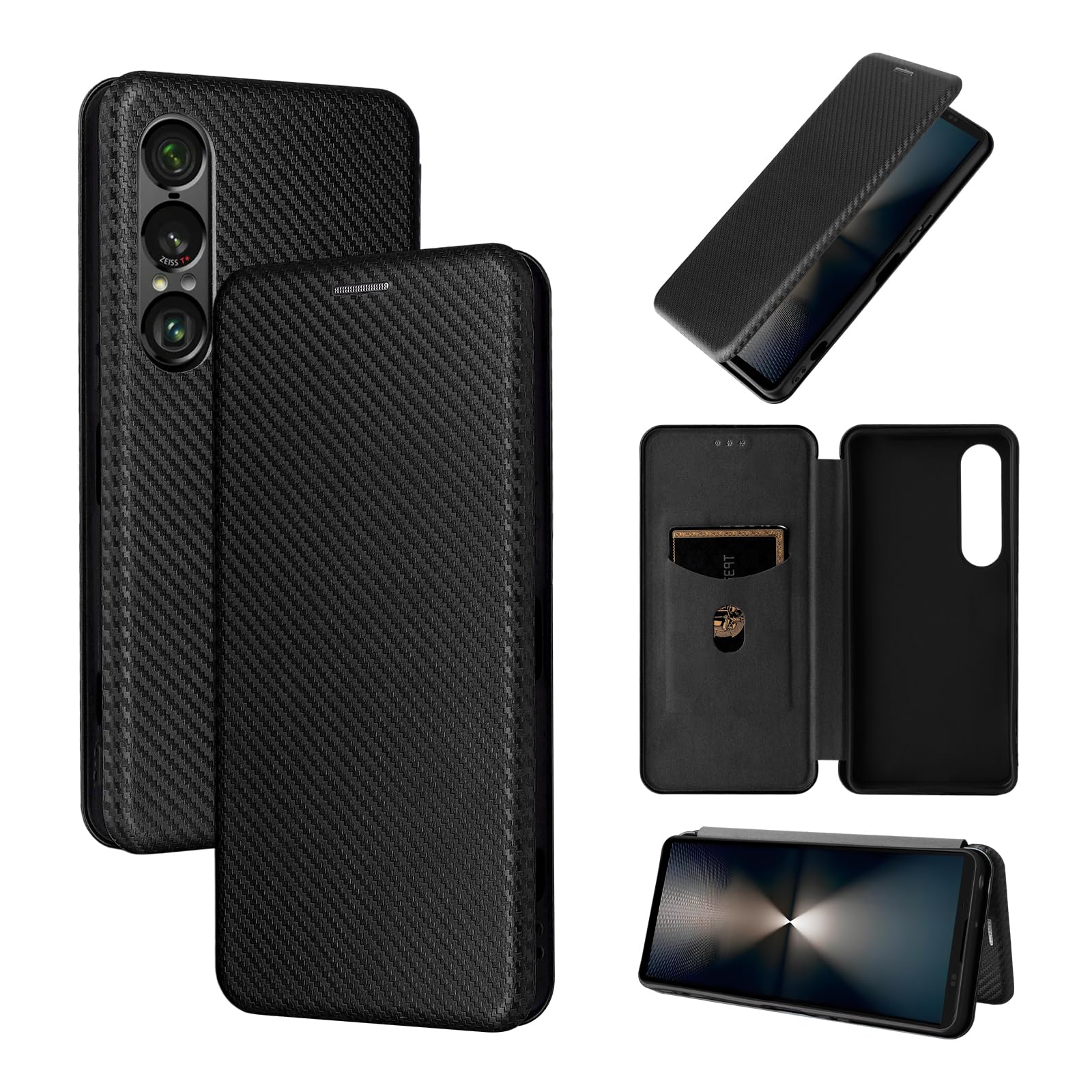 Amazon.co.jp: 【Yikasina】 Xperia 1 VII ケース 手帳型 炭素繊維調