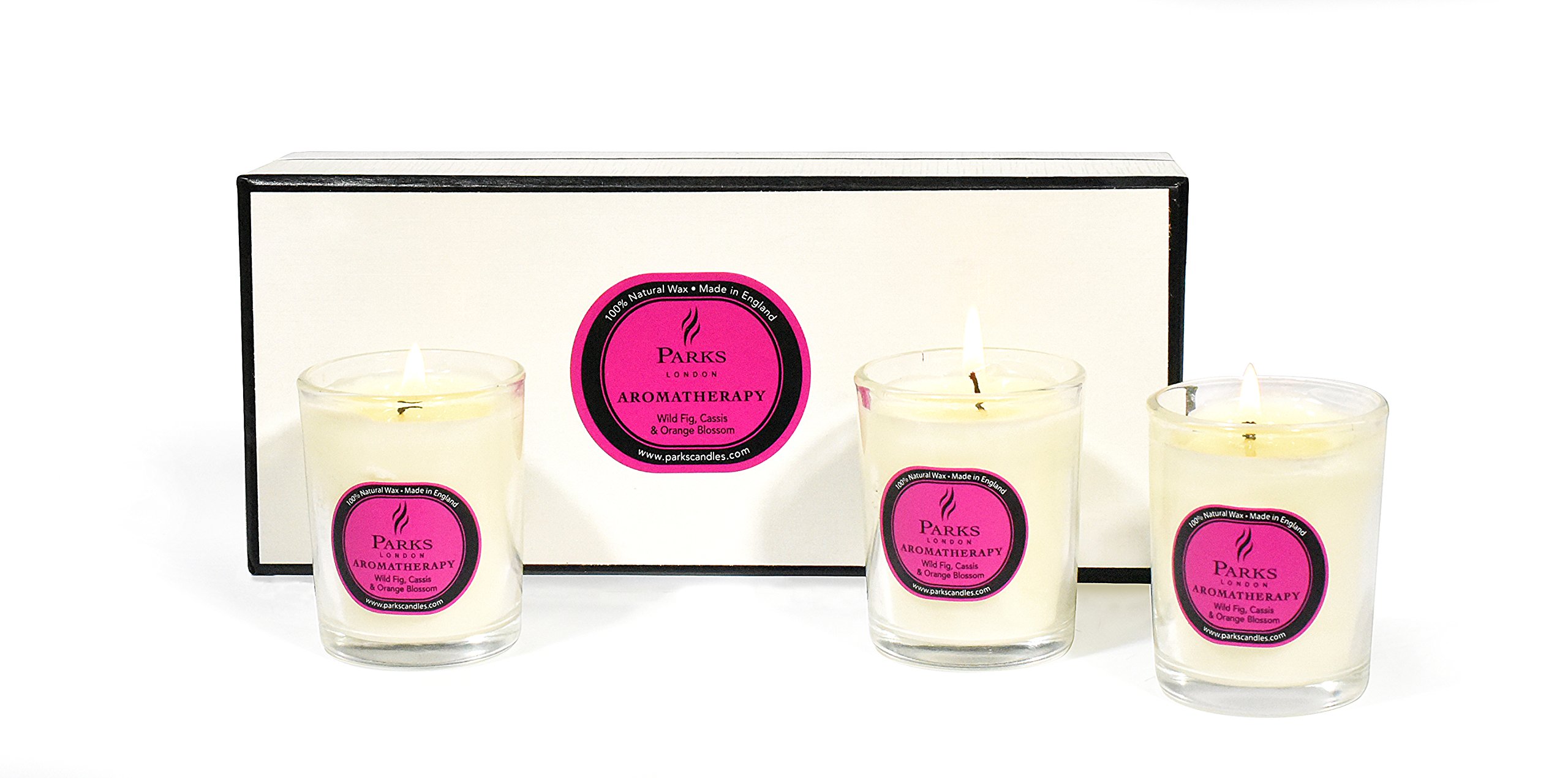 Parks London Tot Glass Set-3 x 10 cl Candles, Wild Gig Cassis Orange Blossom