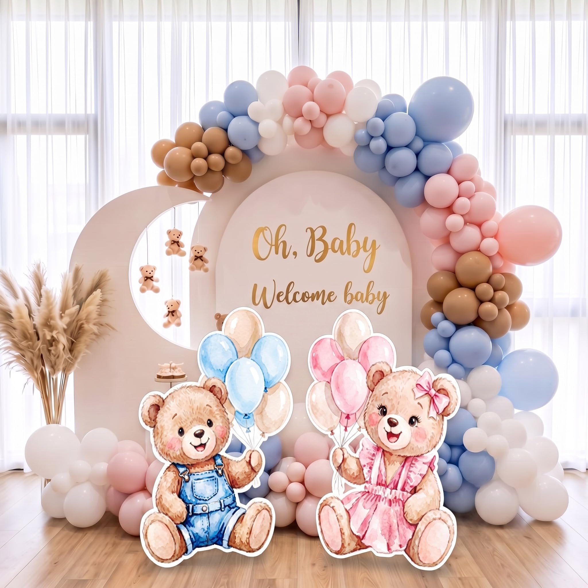 Wesiti 2 piezas grandes de cartón para revelar el género, oso rosa y azul, decoración de fiesta de baby shower, accesorio para cabina de fotos para baby shower, cumpleaños, interiores y exteriores