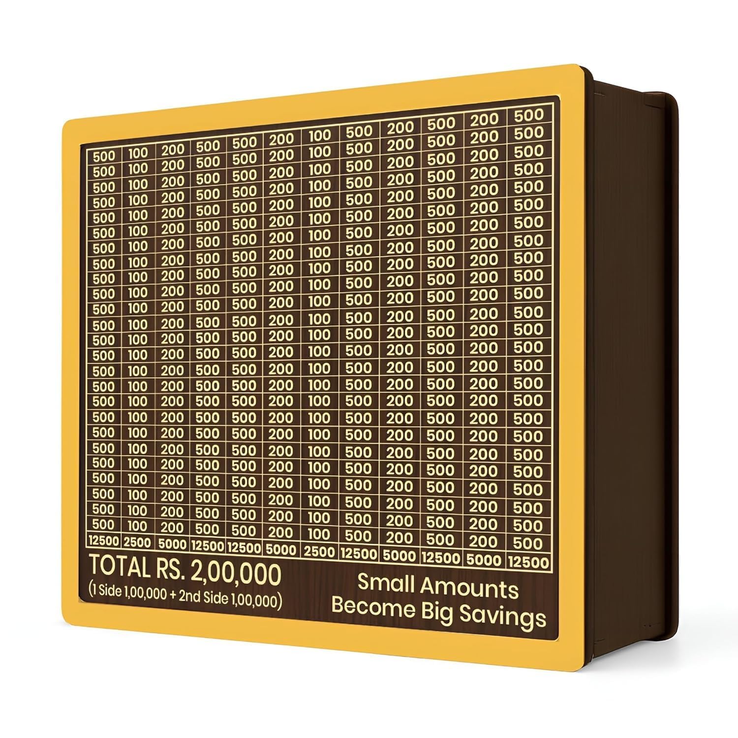 ₹2,00,000 Savings Challenge Wooden Coin Box Money Saving Box with 100/200/500 Amount Tracker Reusable Cash Saving Piggy Bank Goal Planner Deposit Box for Kids Adults Home Office Finance Planner-image-3