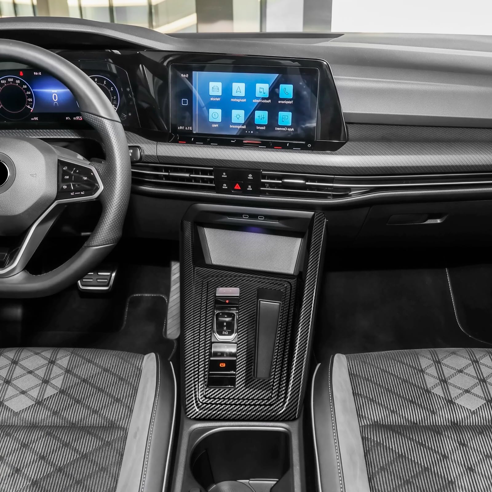 Mittelkonsole Schalttafel Abdeckung Getriebeabdeckung Für VW Golf 8 MK8 2021-2026 Innenraum Zubehör (Karbonoptik)