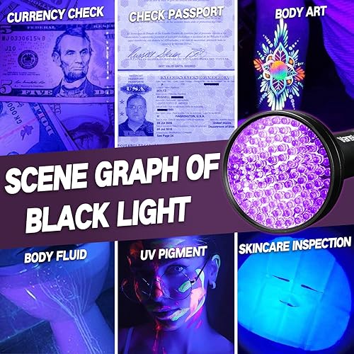 Miniatura 6 de Vansky Linternas UV de luz negra, 100 LED y 51 LED 395 nm, detector de luz negra para orina de perro, gato, mascotas, manchas secas y chinches de