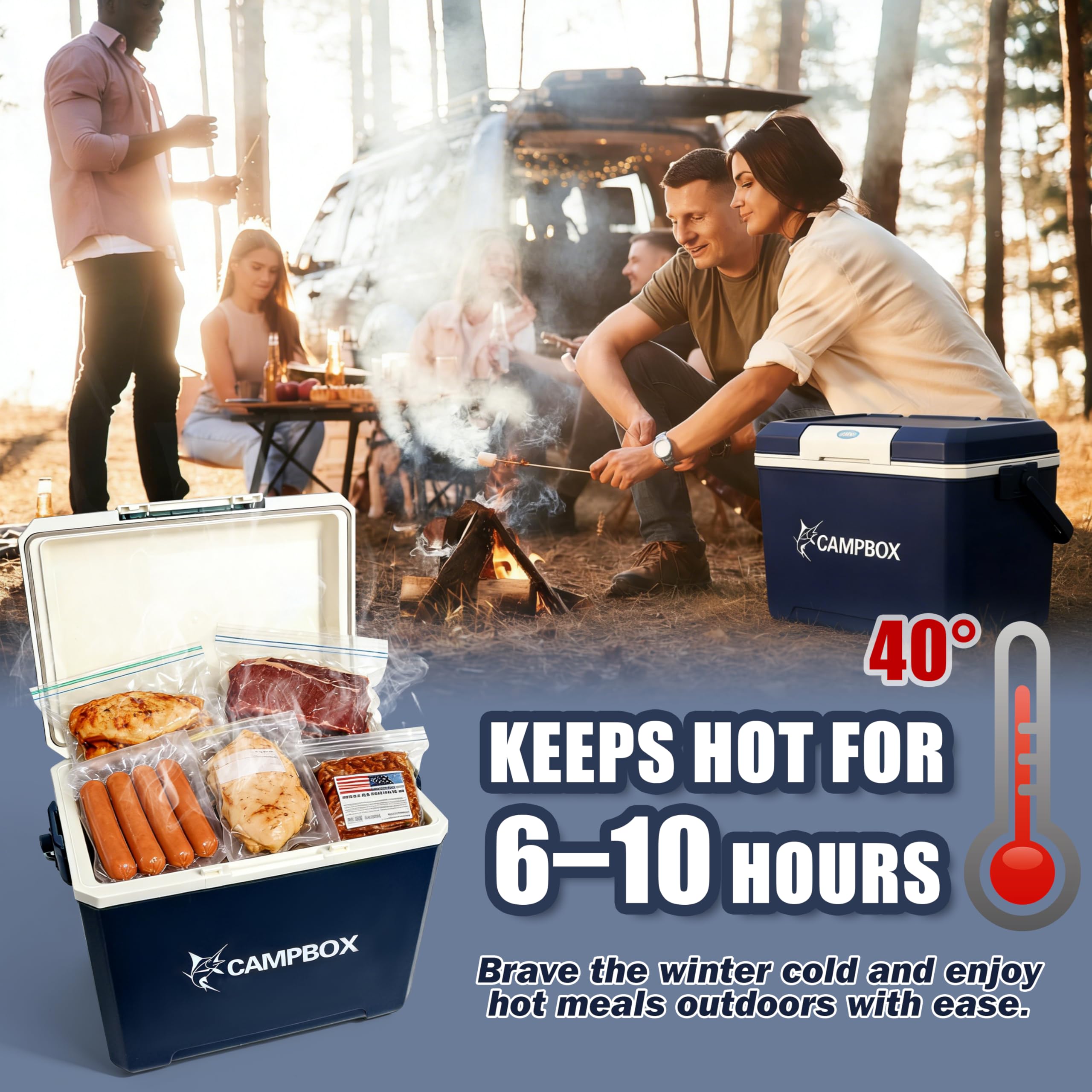 JONRRYIN Frigorifero Passivo 24 L, Frigo Portatile Mantiene il Freddo Fino a 12h, Borsa Frigo Rigida con 2 Tavolette di Ghiaccio, Borsa Termica per Campeggio, Spiaggia, Picnic, Escursioni