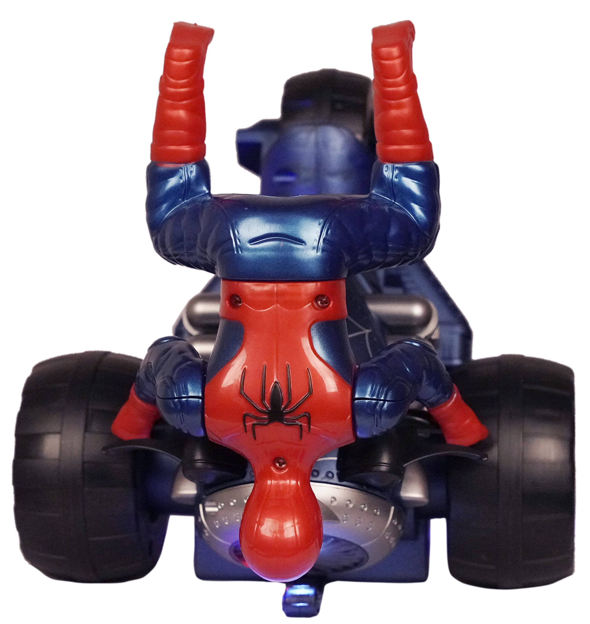 Goyal's Super Hero 360° Acrobatic Stunt Spin Racer Motorcycle Toy – Action Hero Style Stunt Rider with Flashing Lights & Music for Kids - Red Blue - Image 5 thumbnail