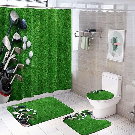 Amazon.com: SPXUBZ Cartoon Cool Sport Love Golf Shower Curtain ...