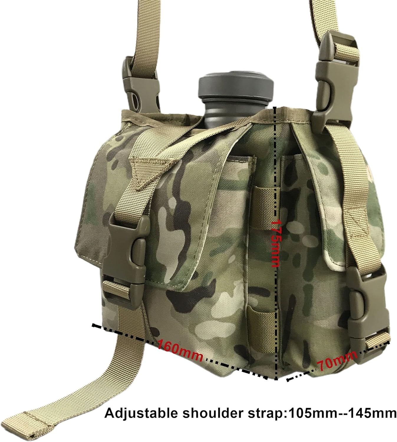 Jolmo Lander Molle Canteen Cover Canteen Pouch Canteen Carrying Case with Shoulder Strap,100% Nylon