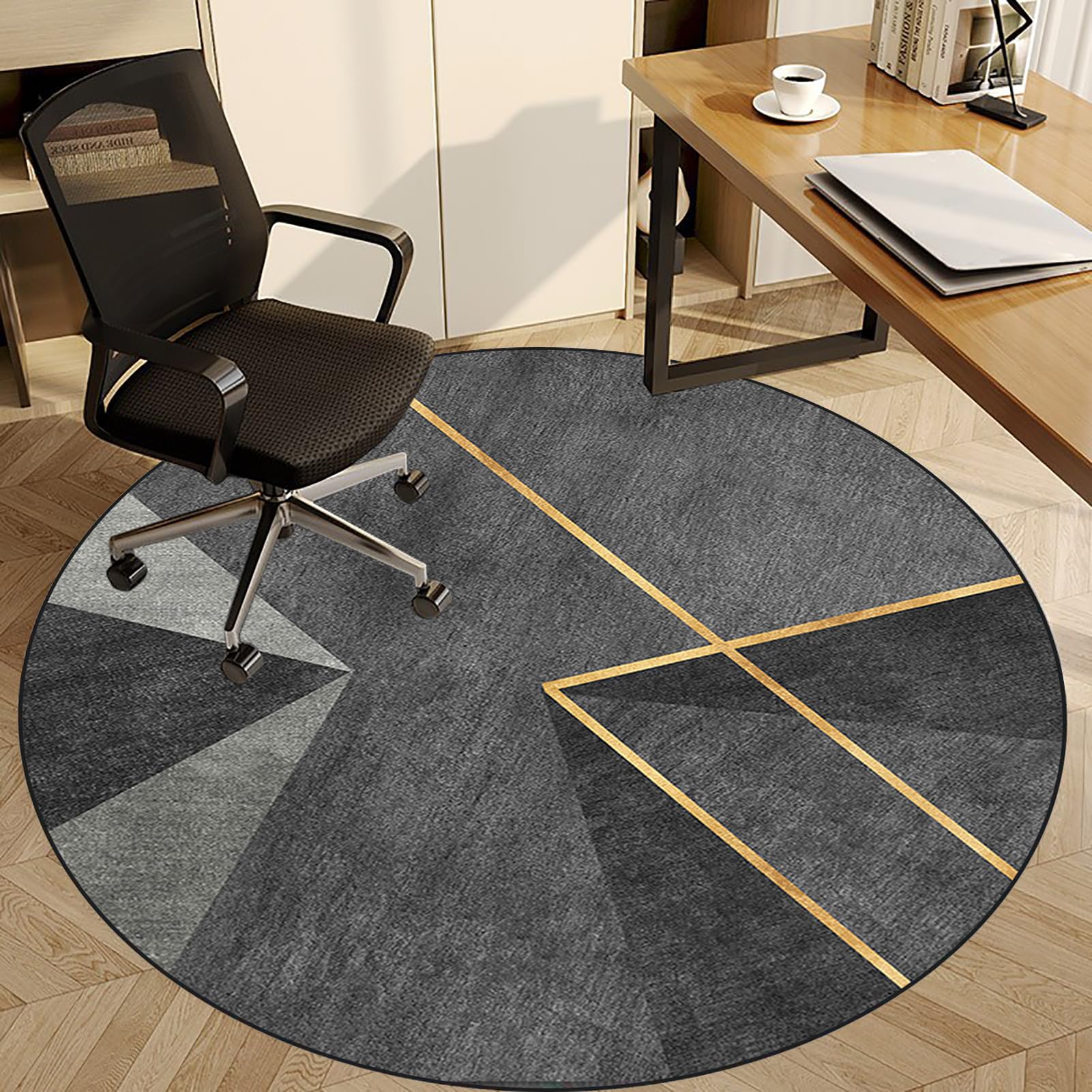 Tkuhknag 80 cm Tapis Bureau Sol, Rond Tapis pour Chaise de Bureau, Tapis Chaise Gaming Antidérapant, Tapis pour Fauteuil, Protection de Sols Durs, Protège Parquet, Protège Sol sous Chaise