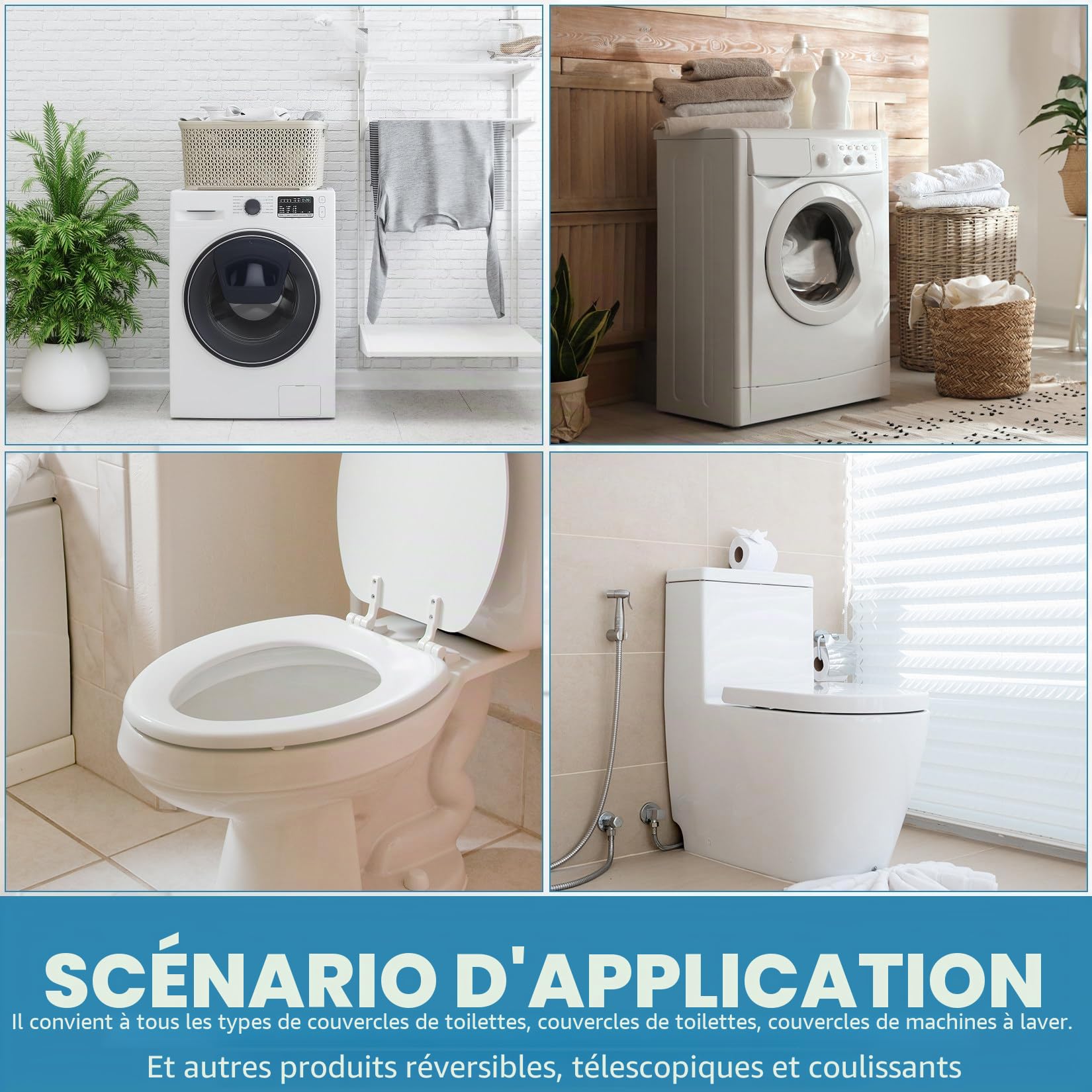 2 Ensembles de Fixation Universelle pour Abattant WC, Charnières de Rechange pour Abattant WC Softclose, Kit de Fixation Soft Close pour Abattant de Toilette, Charnières en Métal pour l'Installation